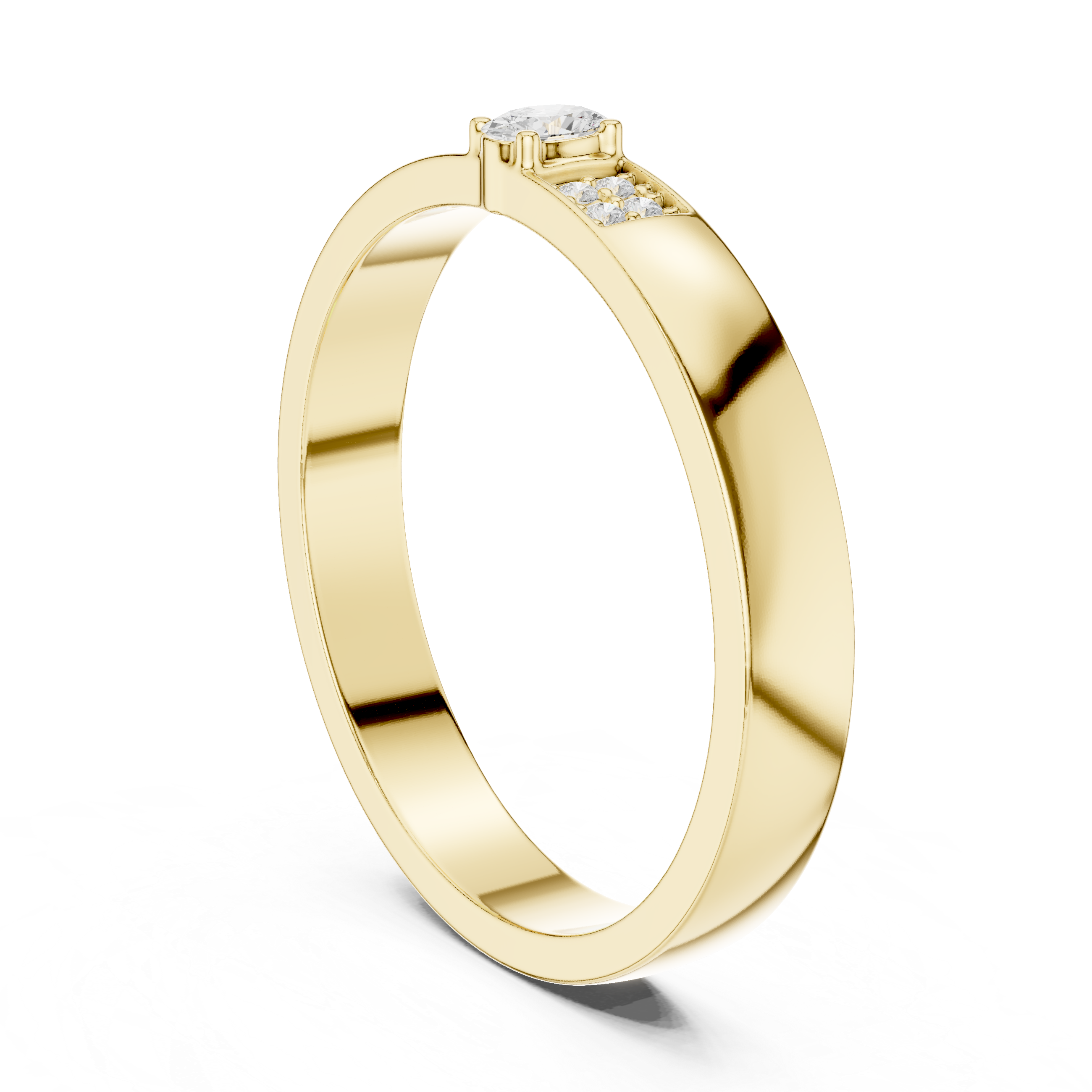 Solid gold ring Petite Oval Accent Stacker with diamond