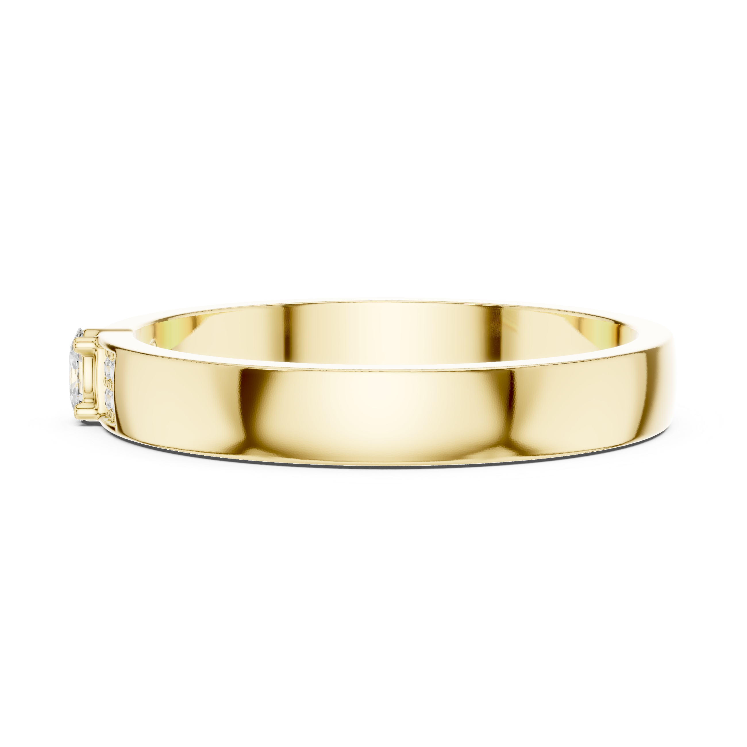 Solid gold ring Petite Oval Accent Stacker with diamond