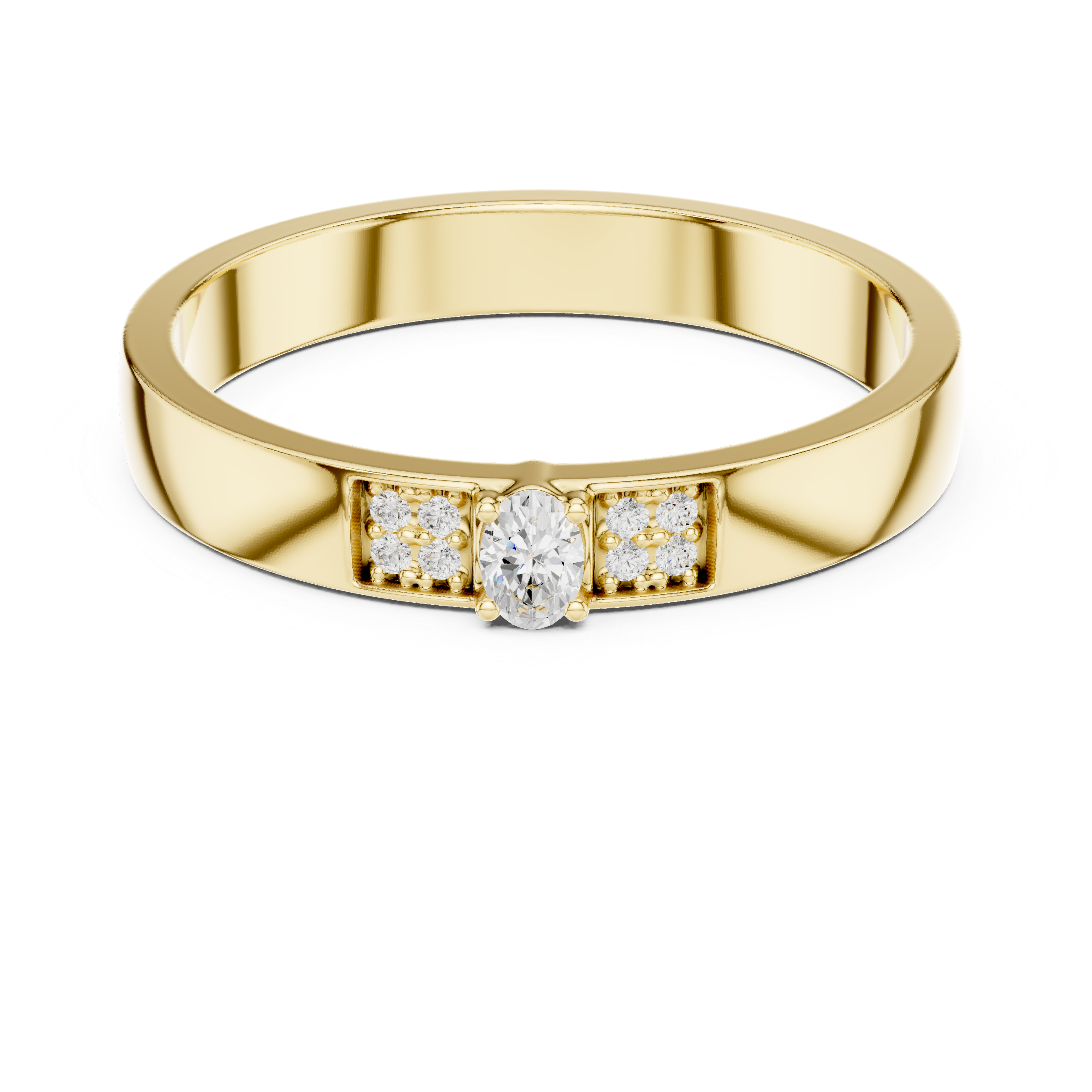 Solid gold ring Petite Oval Accent Stacker with diamond