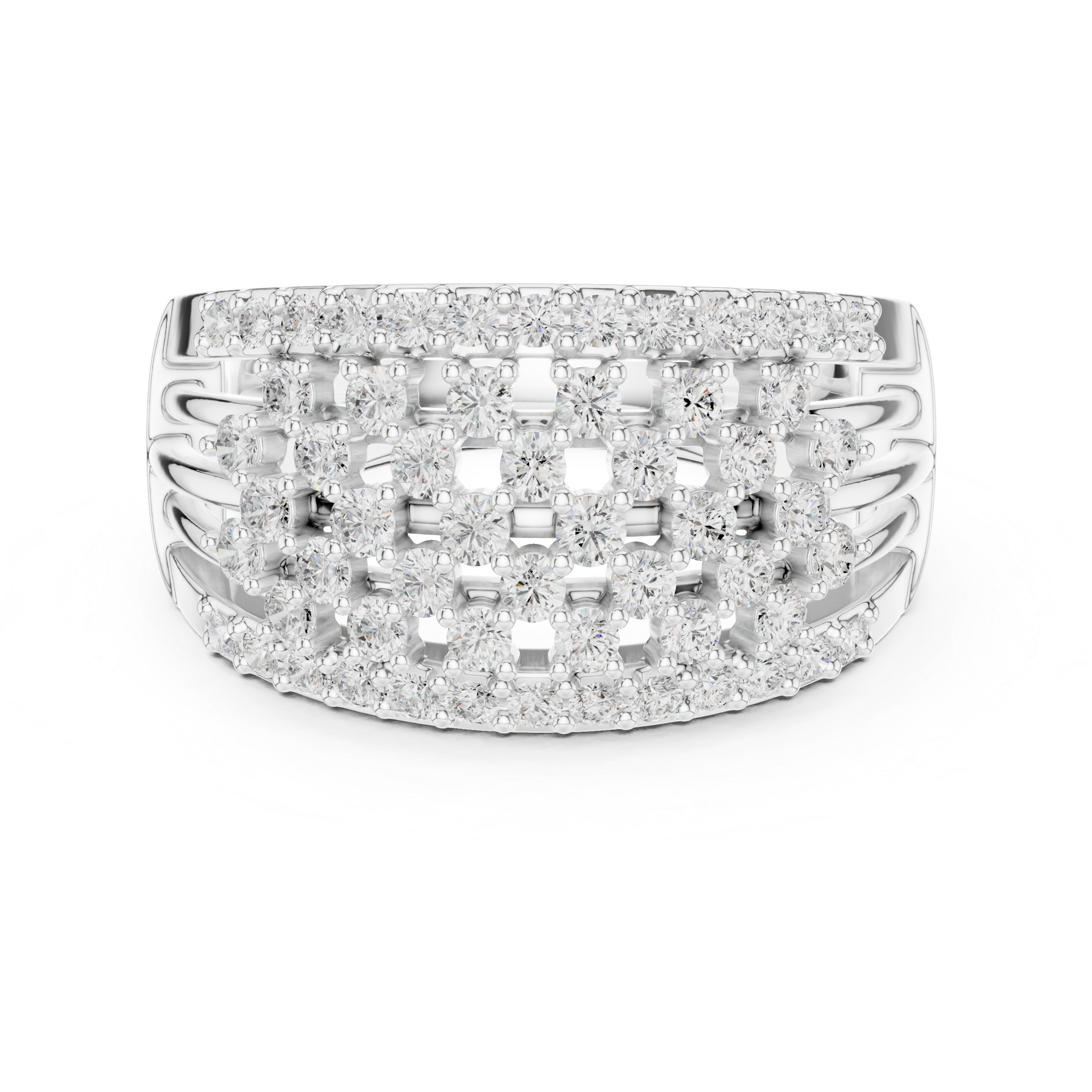 Terraced Multi-Row Statement Band with diamond