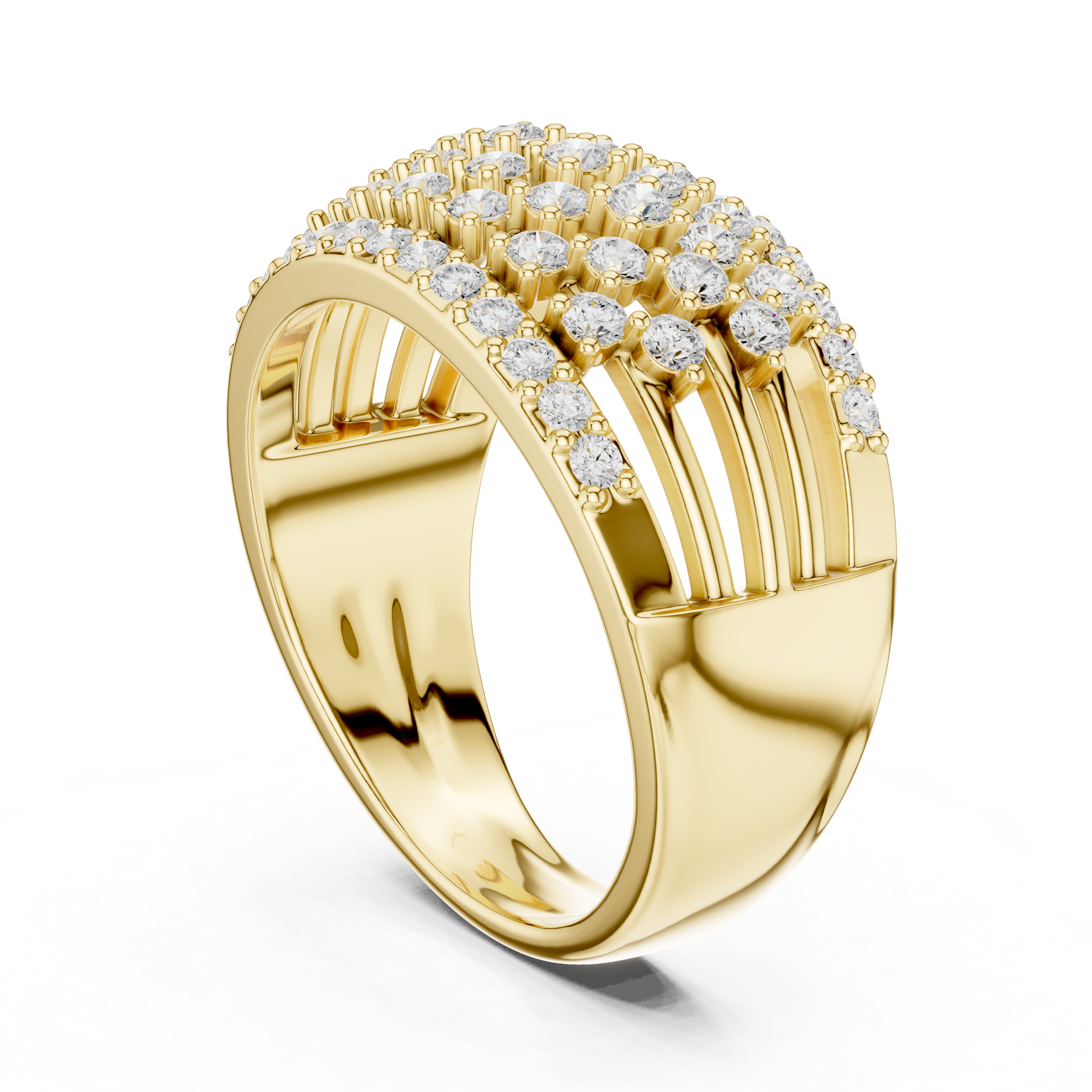 Terraced Multi-Row Statement Band with diamond