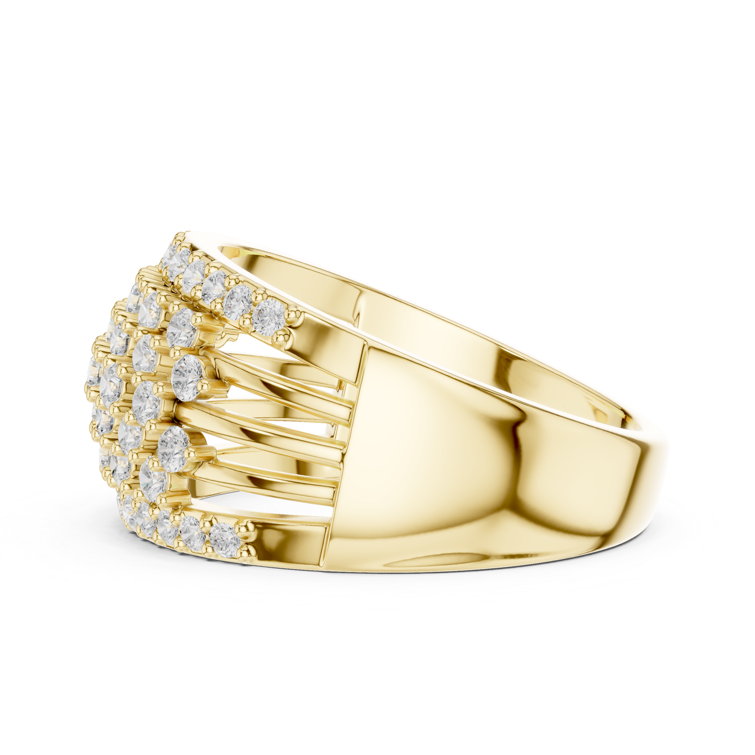 Terraced Multi-Row Statement Band with diamond