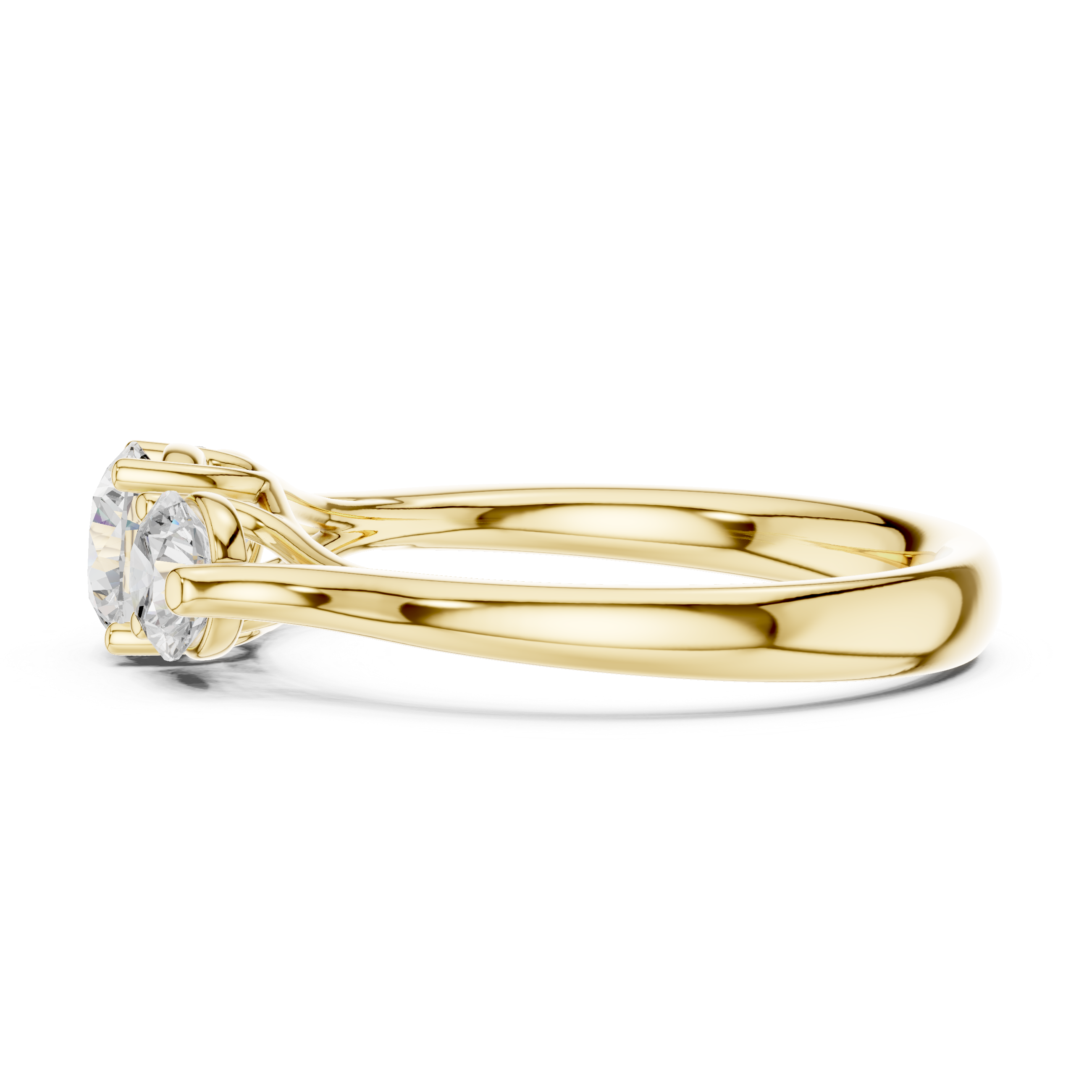 Gold ring with a diamond on a white background