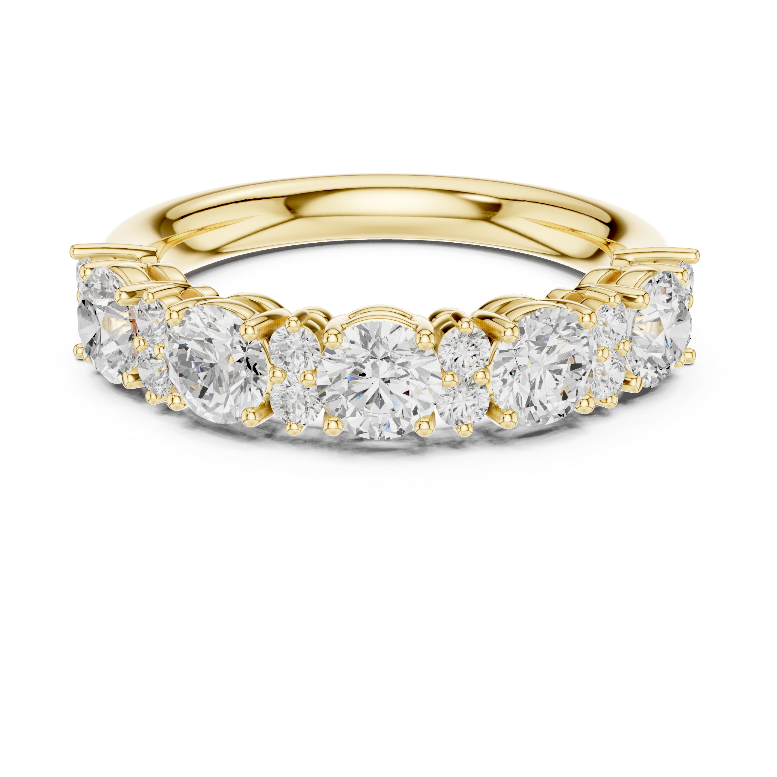 Gold ring with diamonds on a white background