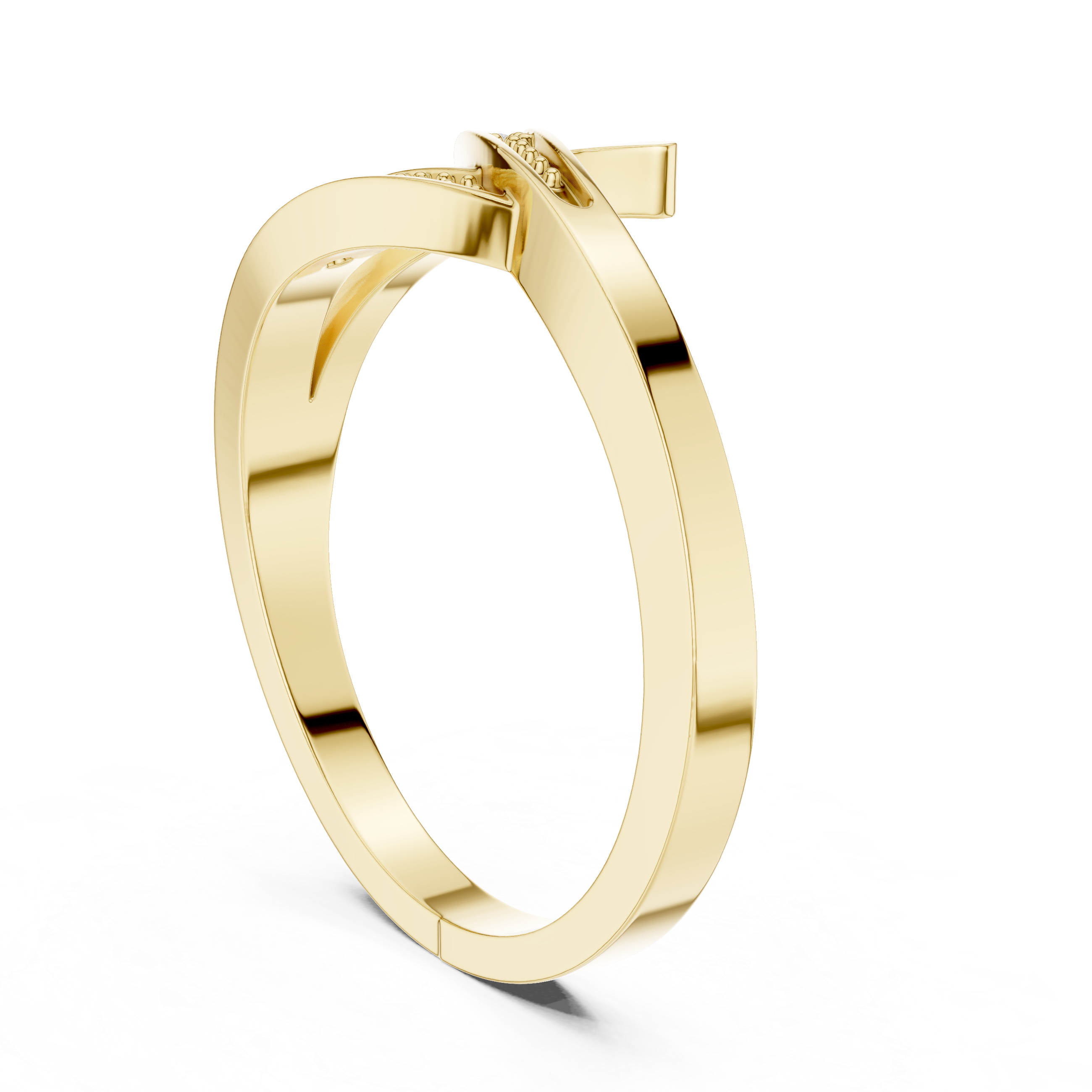 Gold hoop earring on a white background