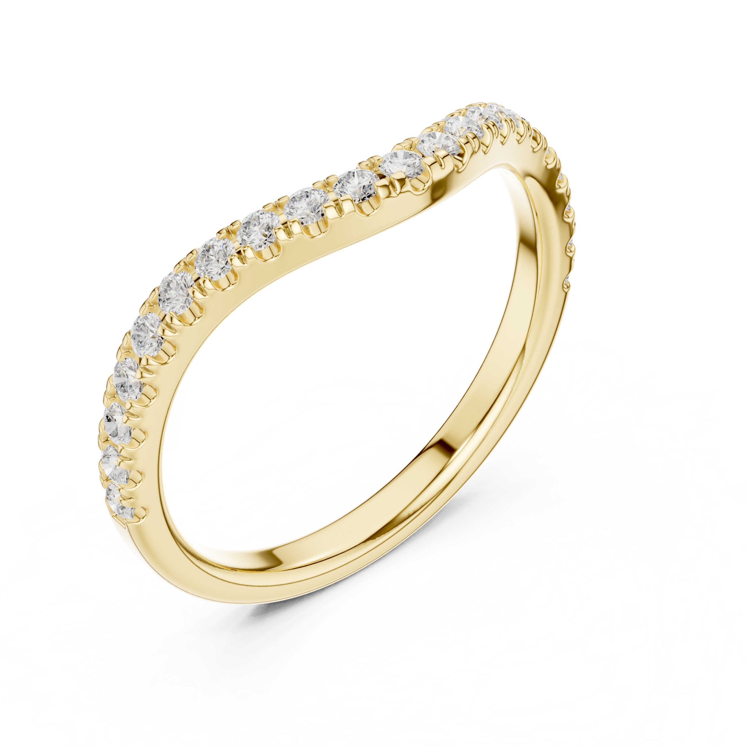 Gold ring with diamonds on a white background