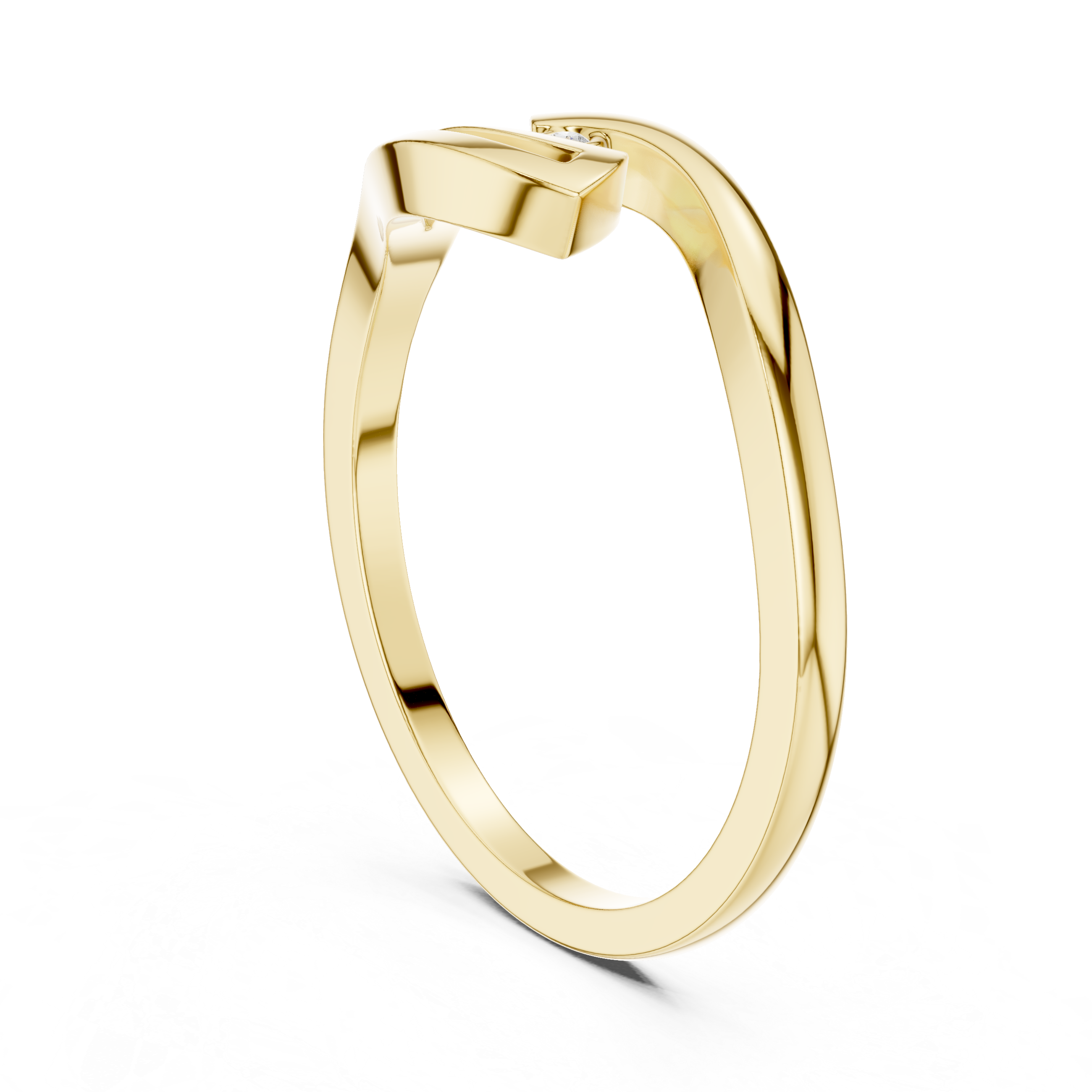Gold ring with a unique design on a white background