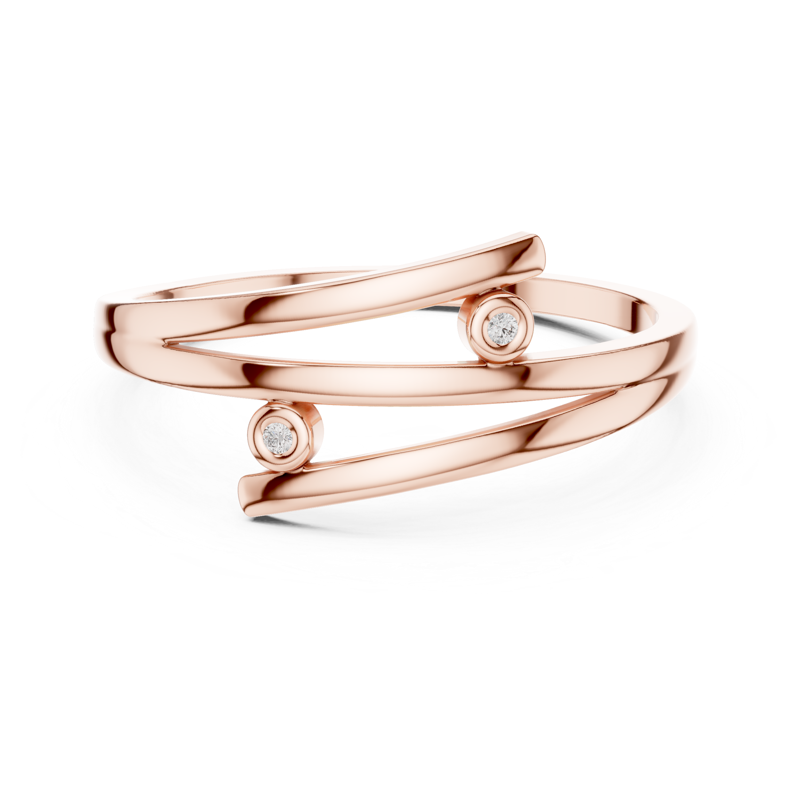 The Mondsee Ring - Bezel Set Diamond Open Bypass Band