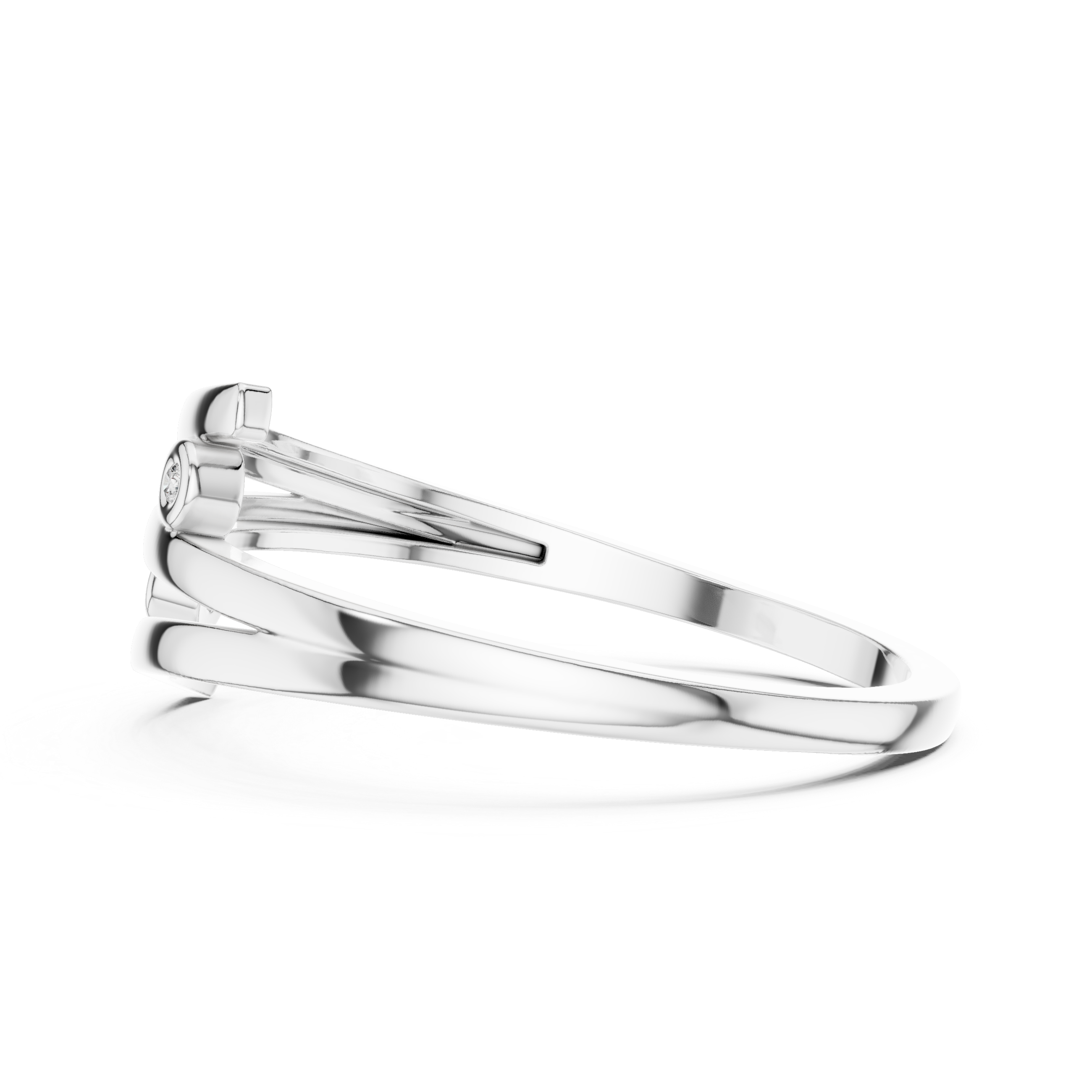 The Mondsee Ring - Bezel Set Diamond Open Bypass Band