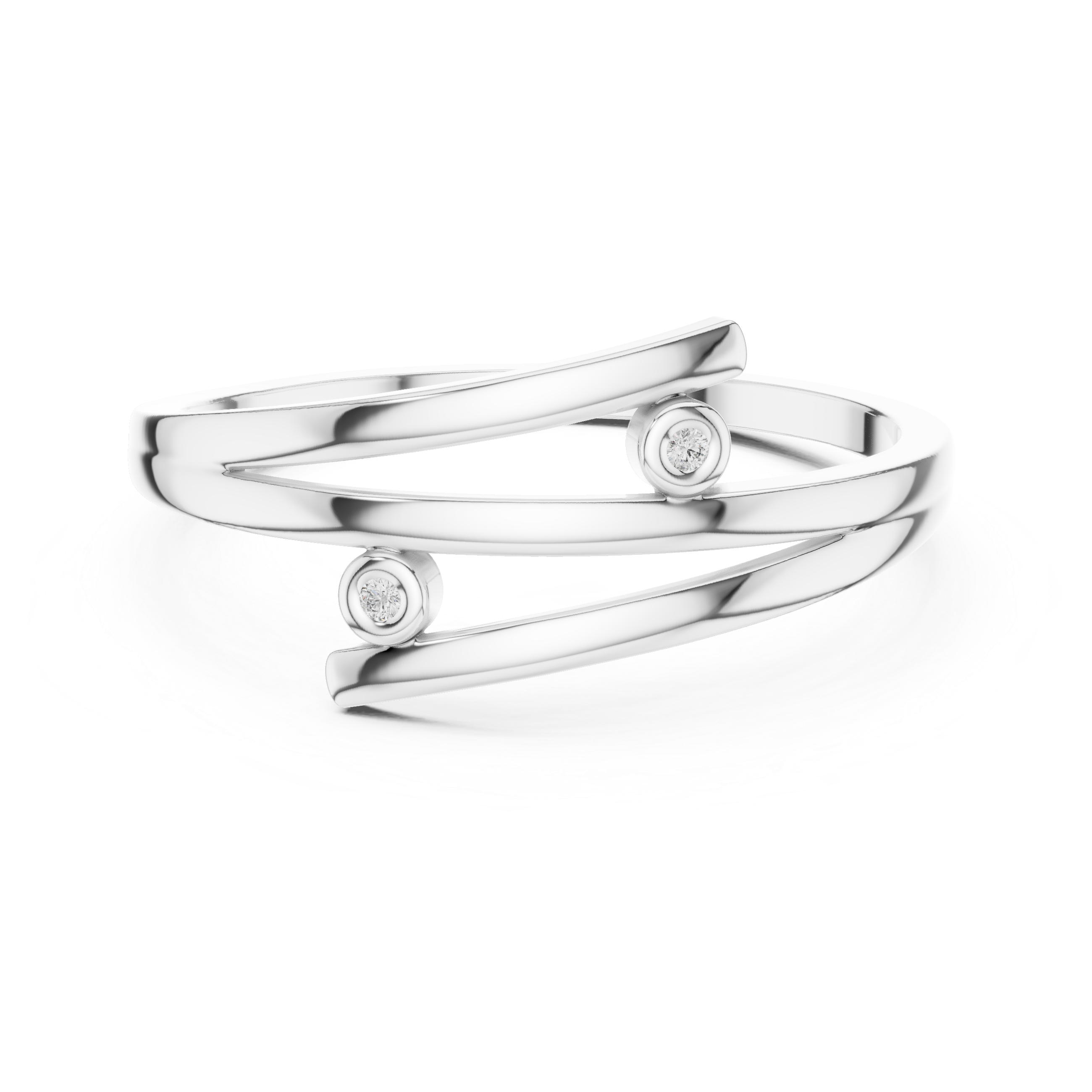 The Mondsee Ring - Bezel Set Diamond Open Bypass Band