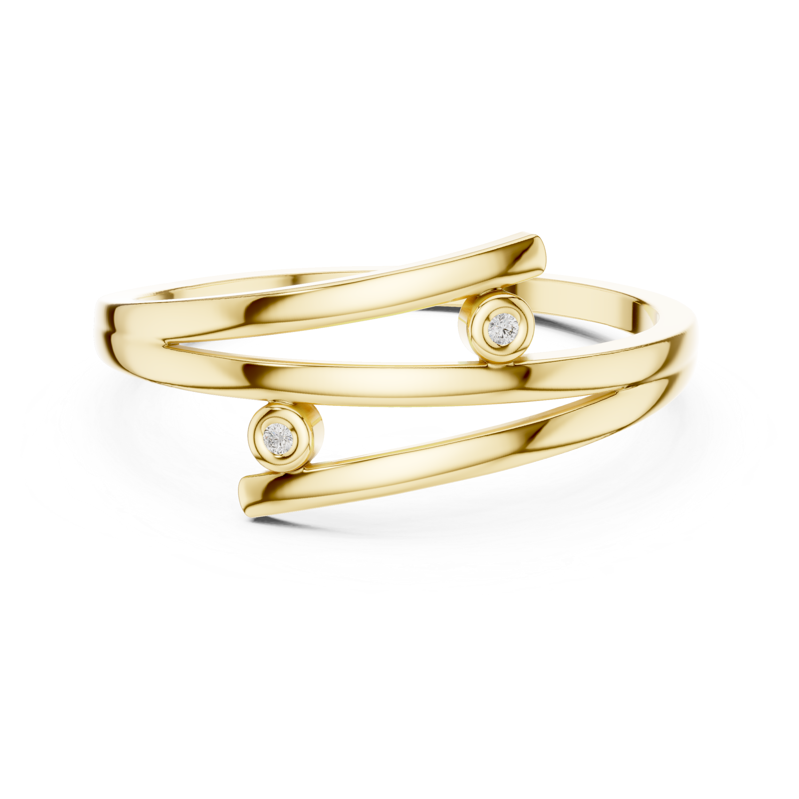 The Mondsee Ring - Bezel Set Diamond Open Bypass Band