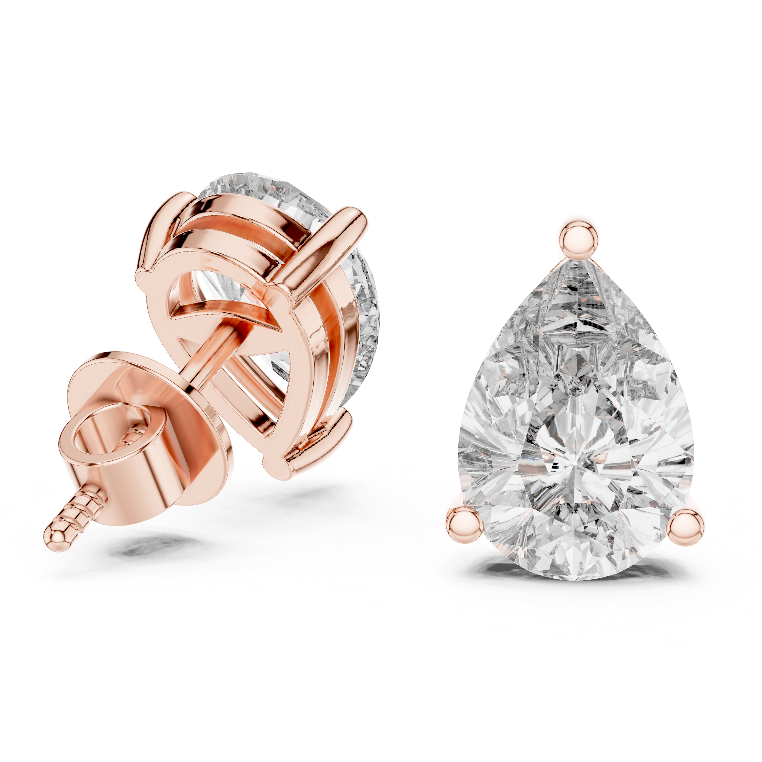 The Lille Earrings - Pear Cut Diamond Solitaire Studs