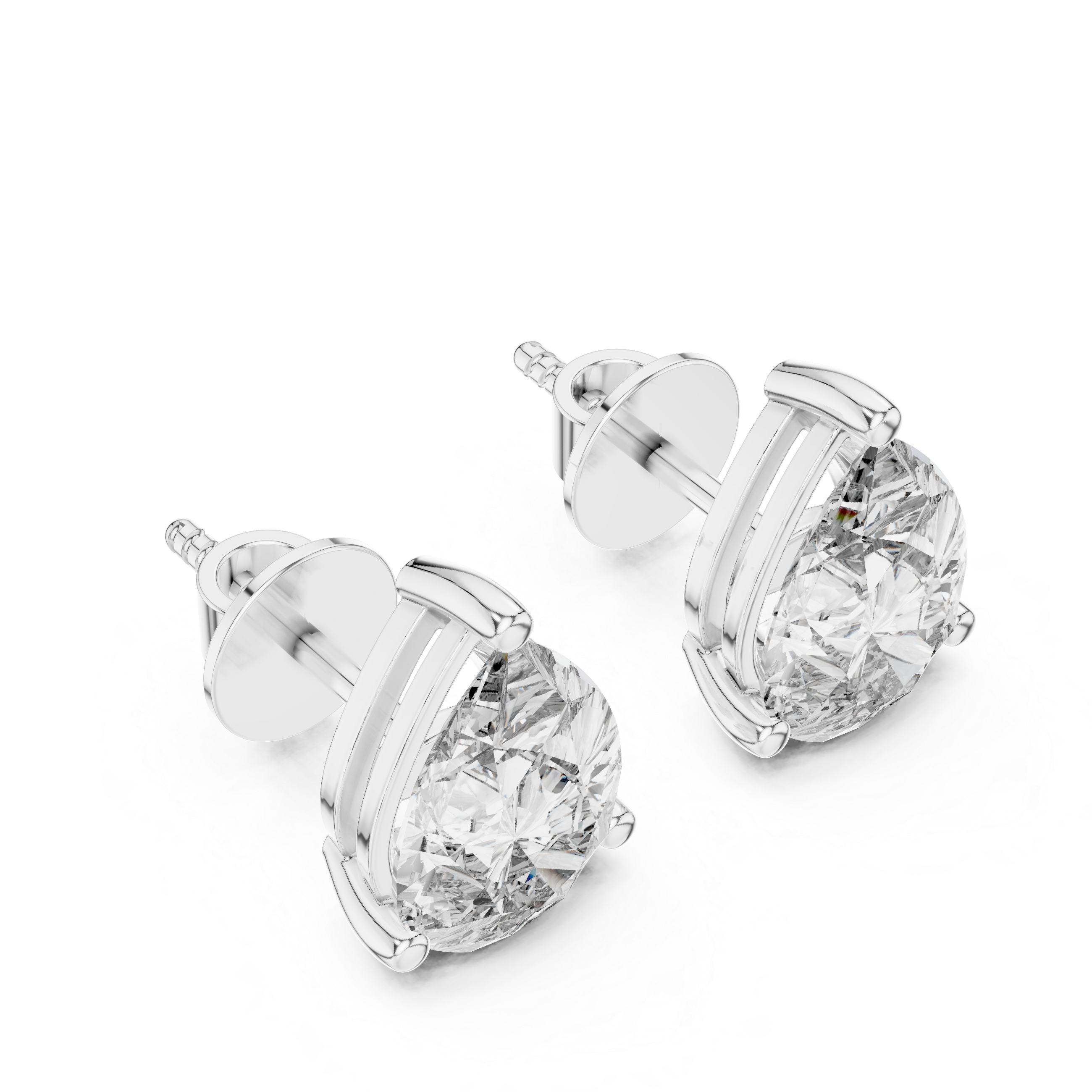 The Lille Earrings - Pear Cut Diamond Solitaire Studs