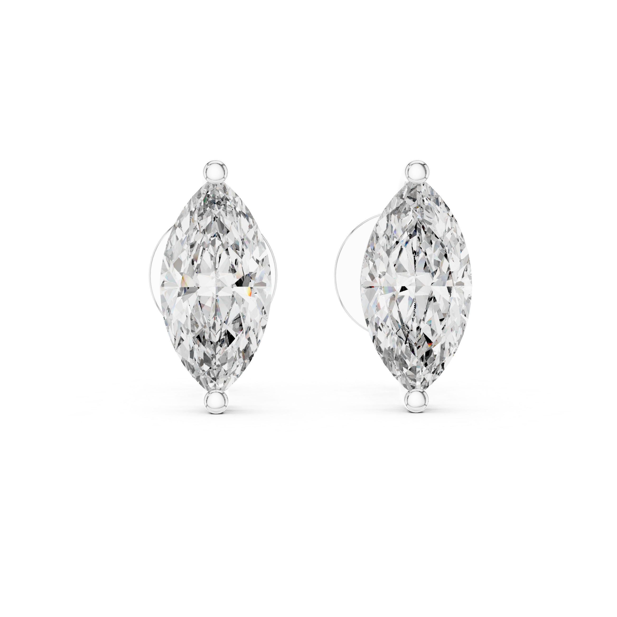 Pair of marquise-shaped crystal earrings on a white background