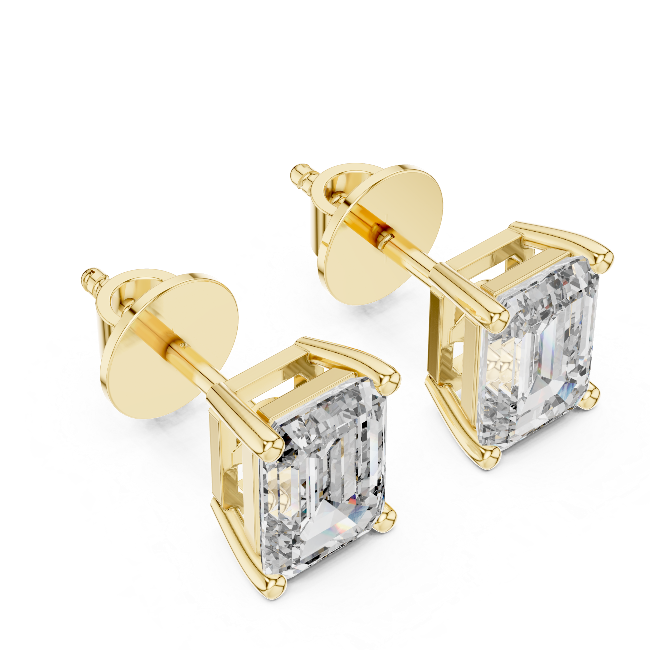 The Skive Earrings - Emerald Cut Diamond Solitaire Studs
