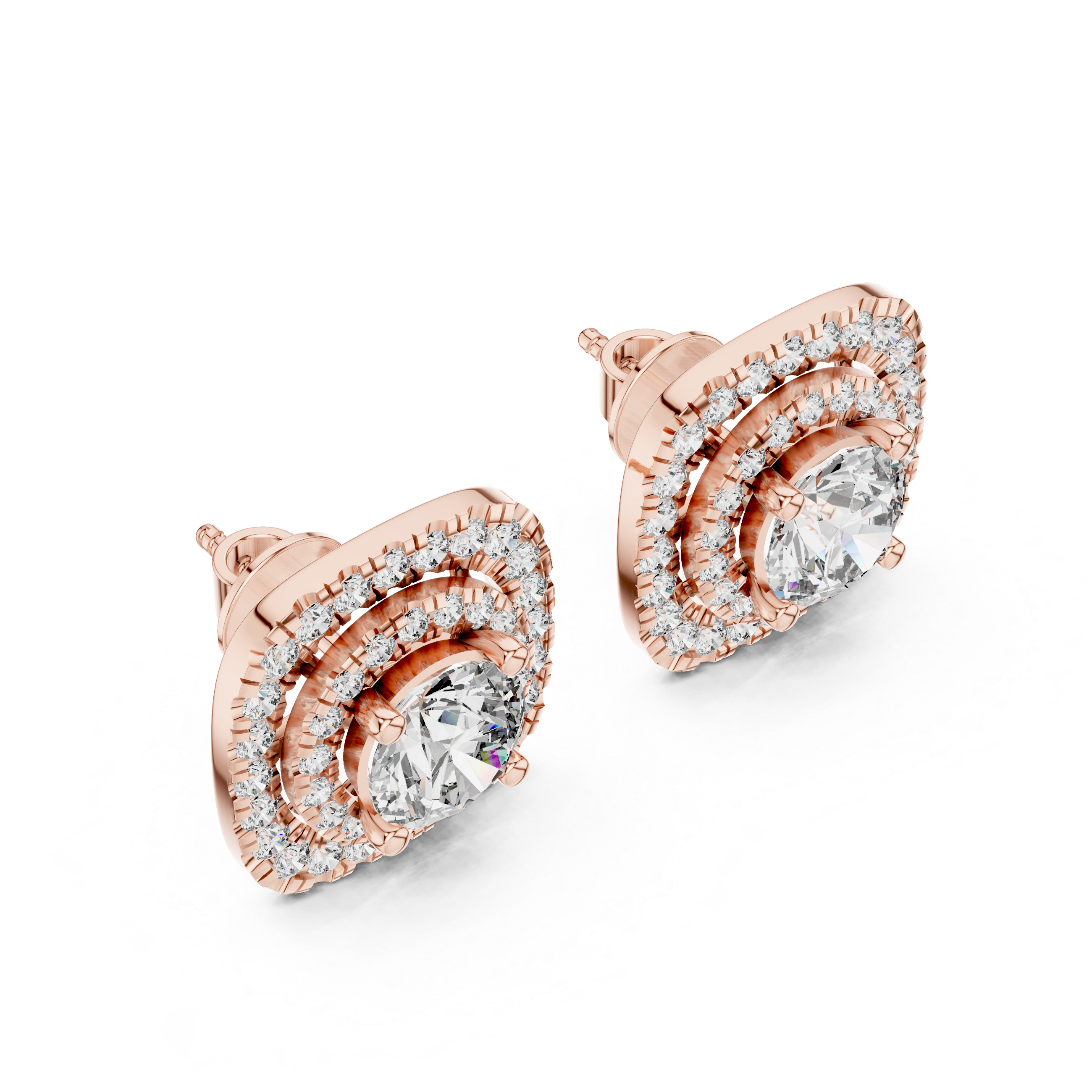 The Härnösand Earrings - Double Halo Round Brilliant Diamond Studs