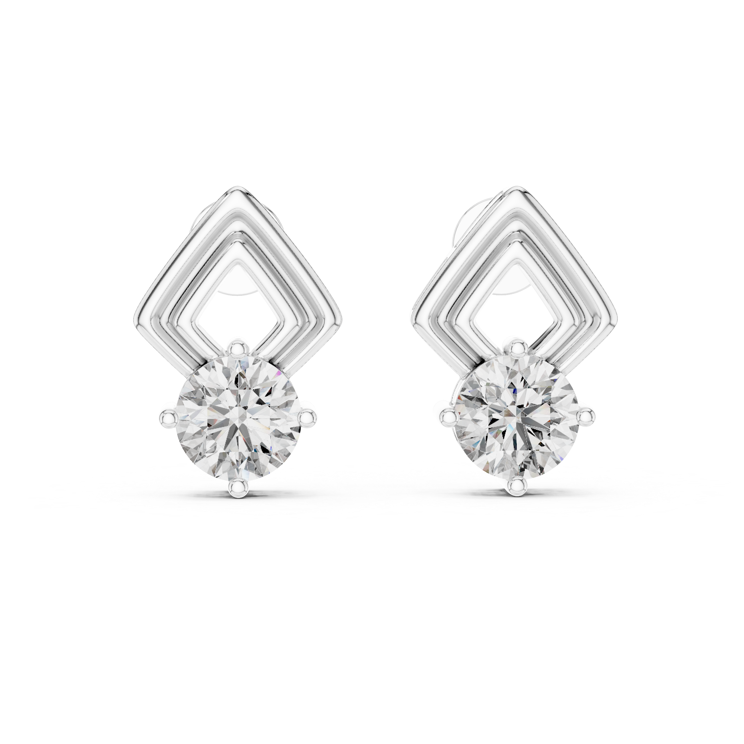 The Dallas Earrings - Geometric Chevron Diamond Drop Studs