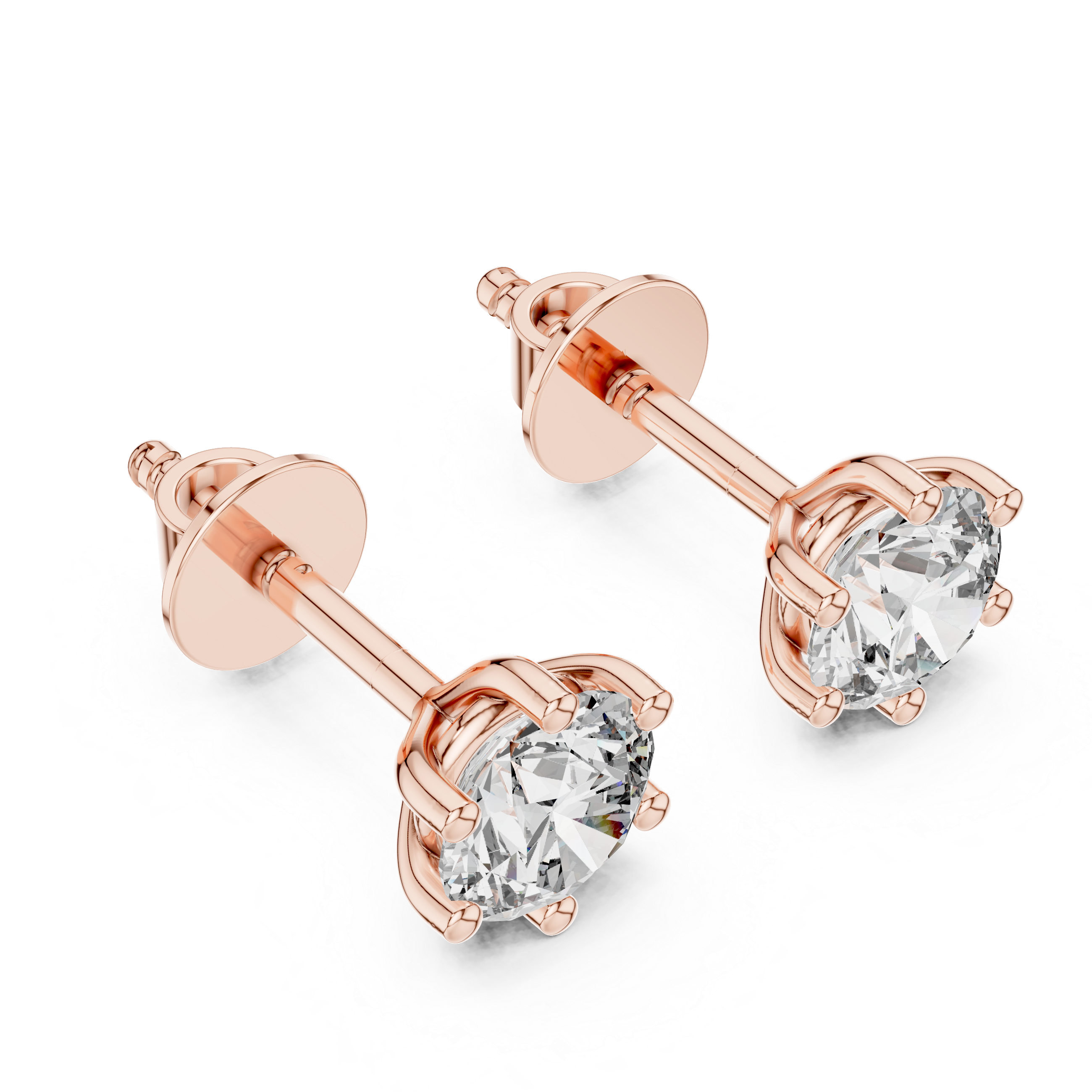 The Holstebro Earrings - Six-Prong Tulip Set Diamond Solitaire Studs