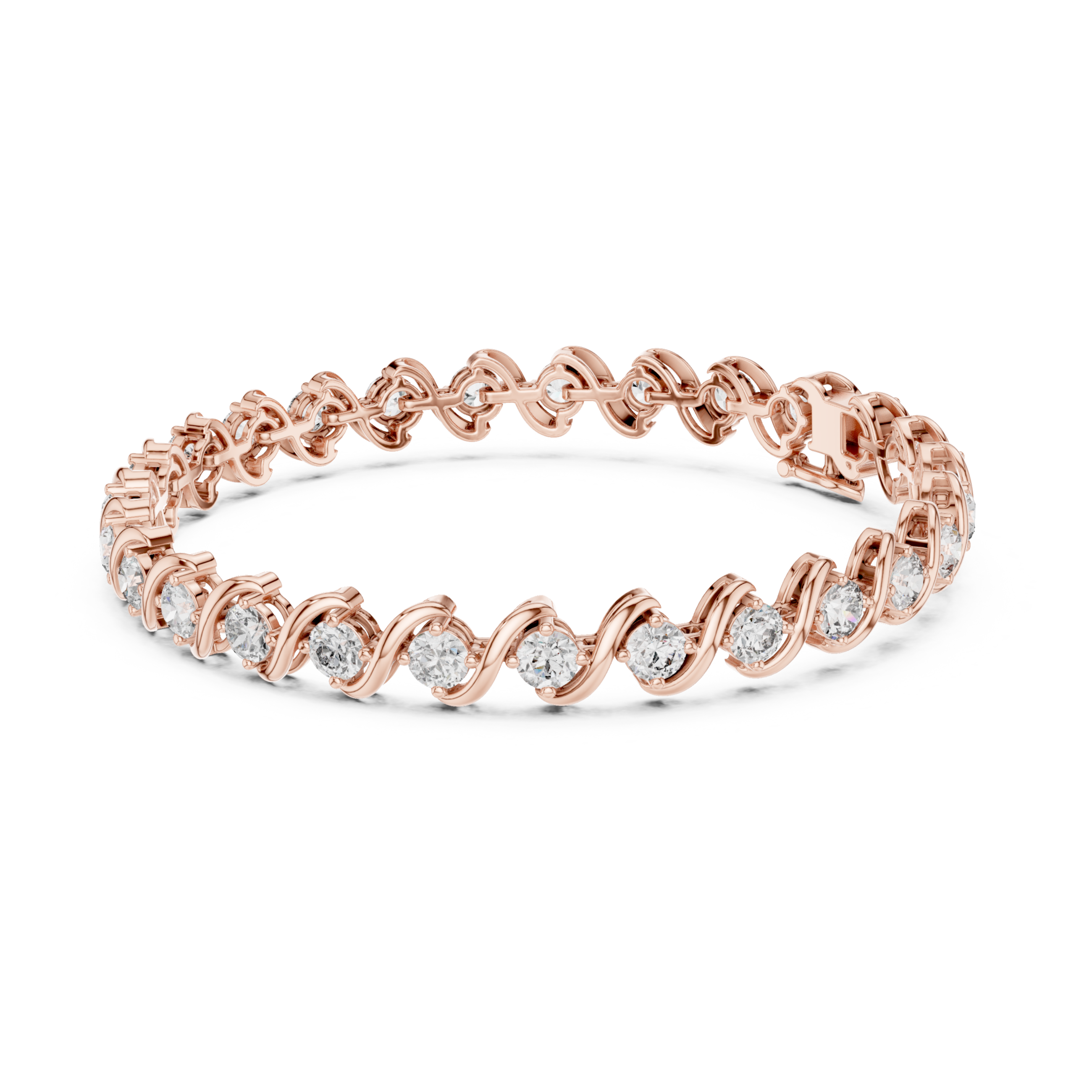 The Orlando Bracelet - Round Diamond Wave Link Tennis Bracelet