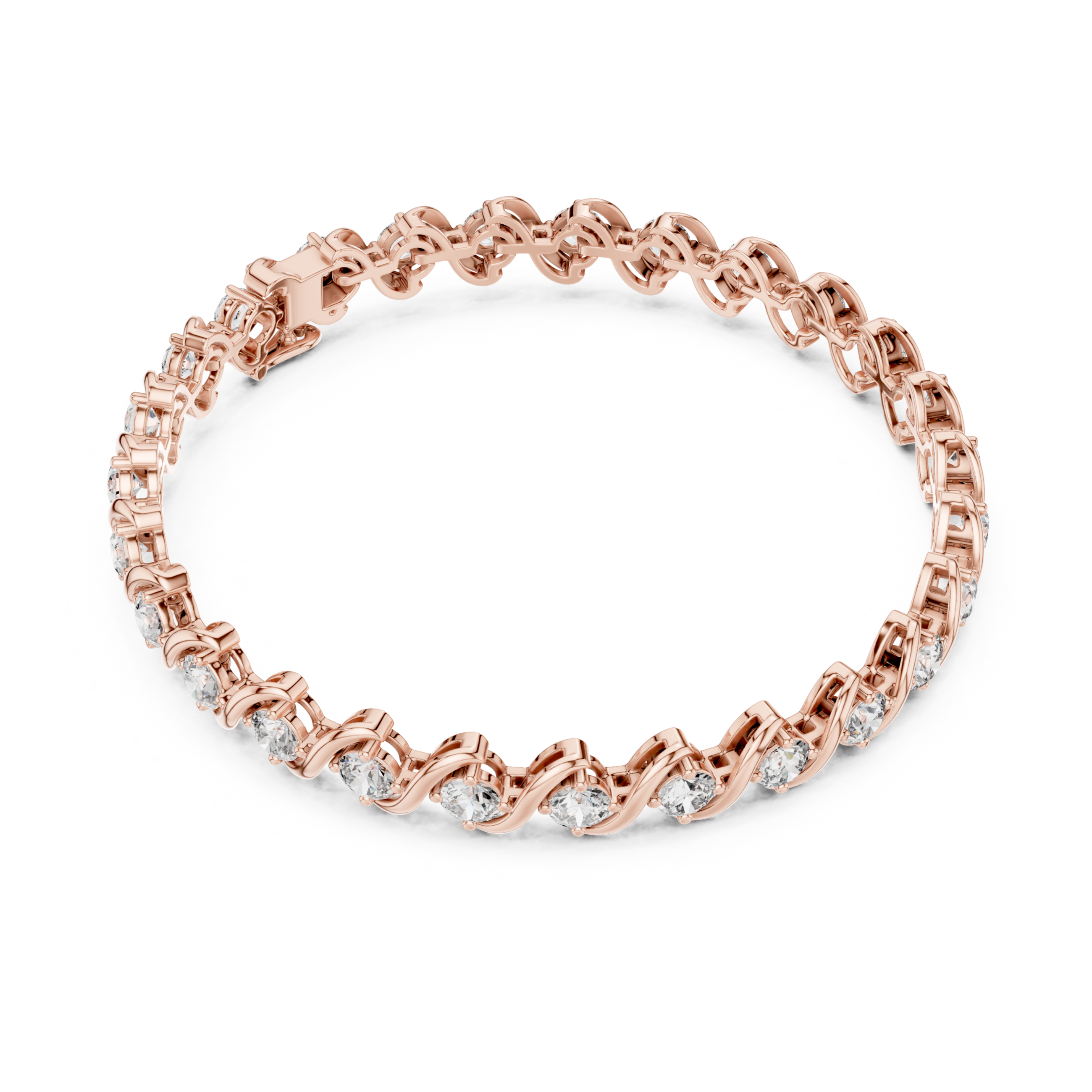 The Orlando Bracelet - Round Diamond Wave Link Tennis Bracelet