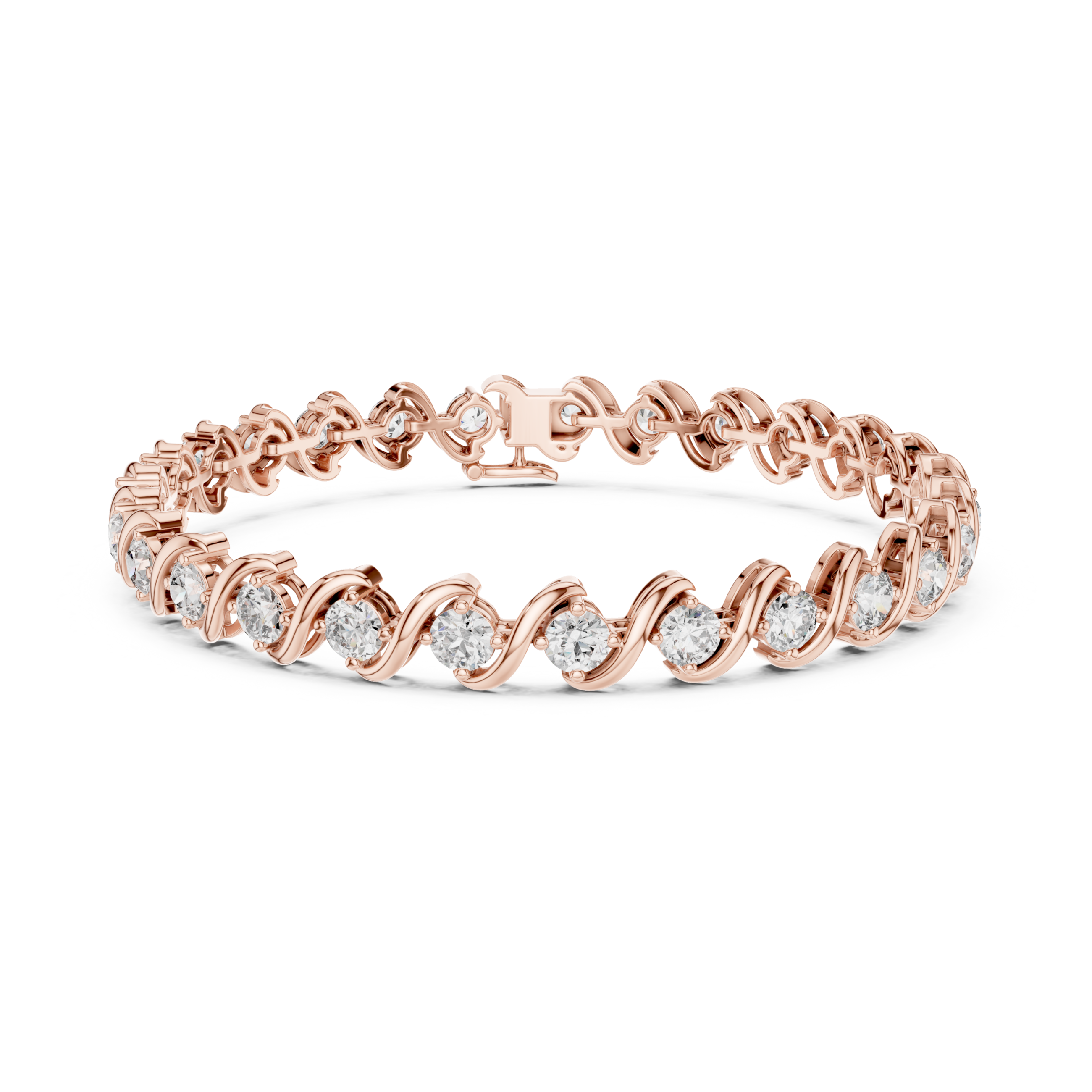 The Orlando Bracelet - Round Diamond Wave Link Tennis Bracelet