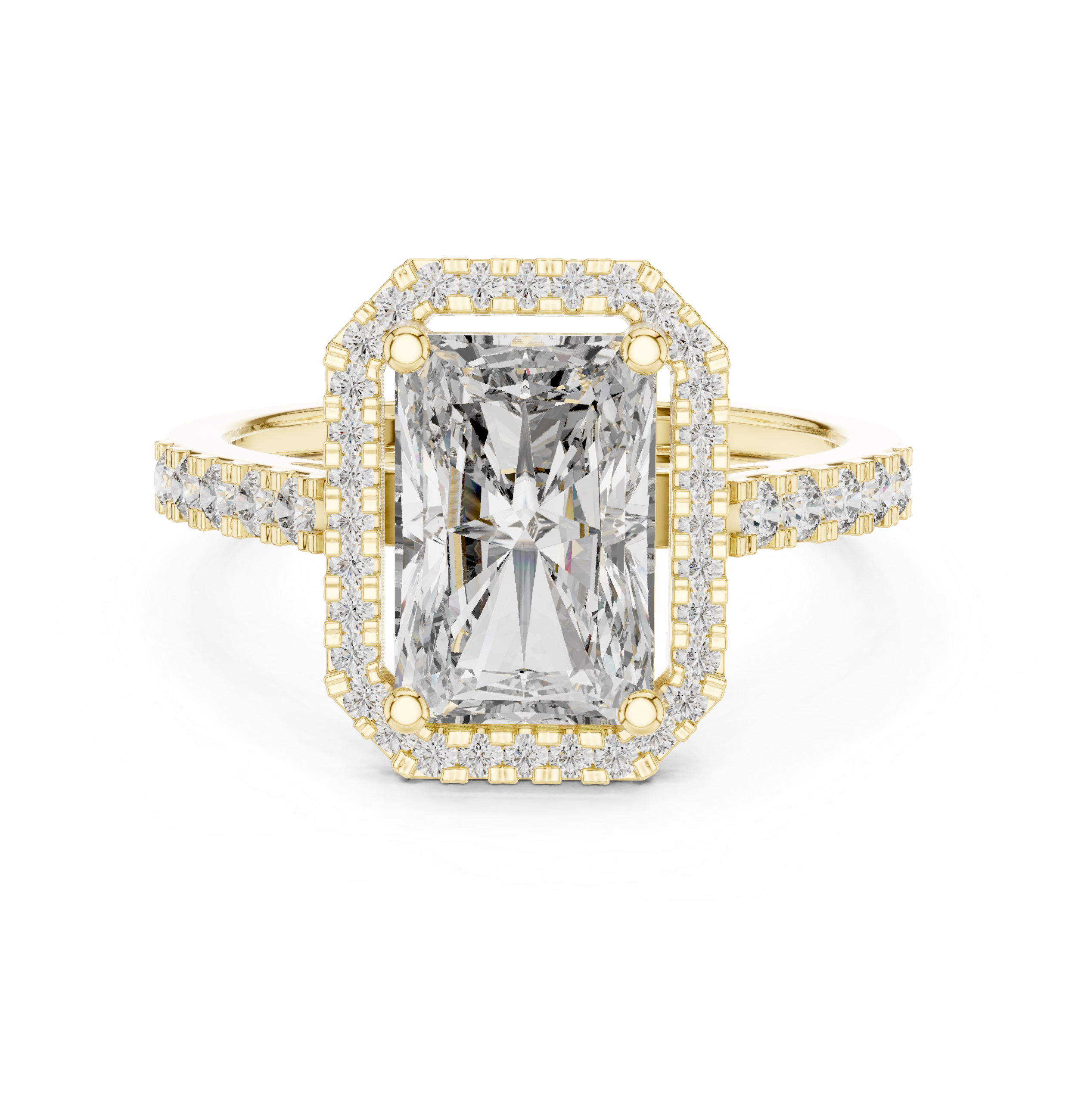 The Sogndal Ring - Radiant Cut Halo Pavé Diamond Ring