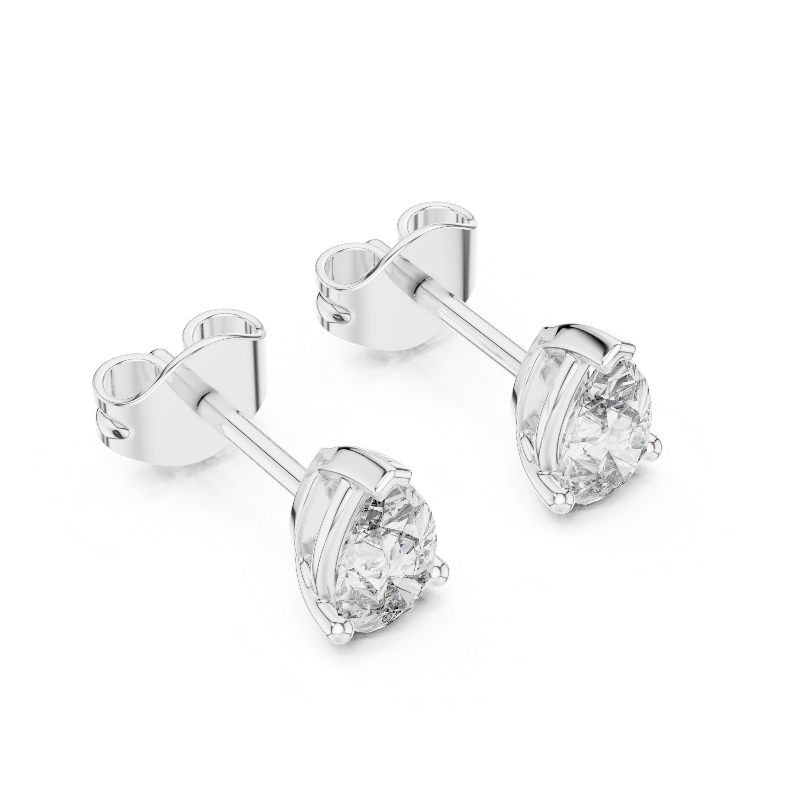 The Courchevel Earrings - Pear Cut Solitaire Studs in Sculptural Collet