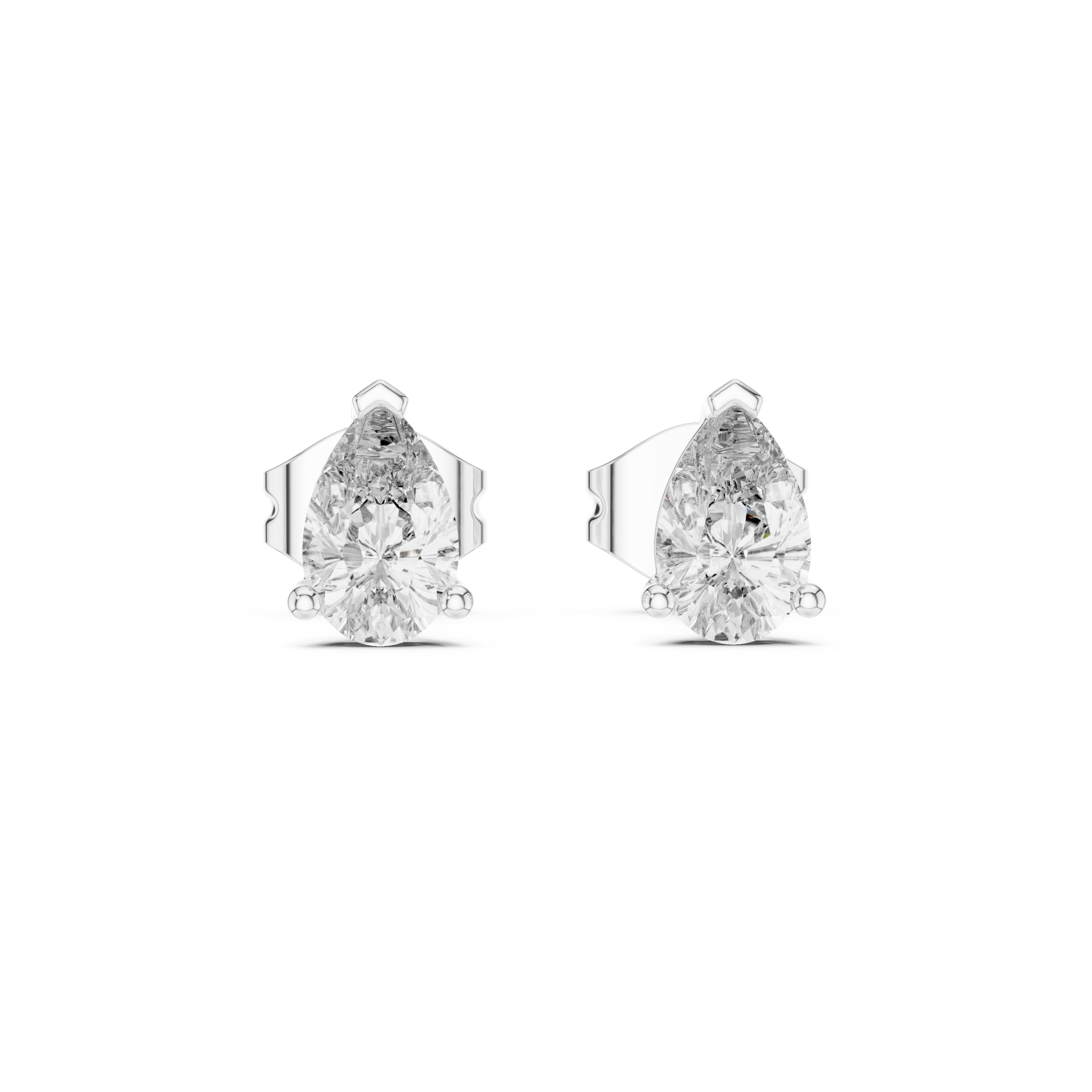 The Courchevel Earrings - Pear Cut Solitaire Studs in Sculptural Collet