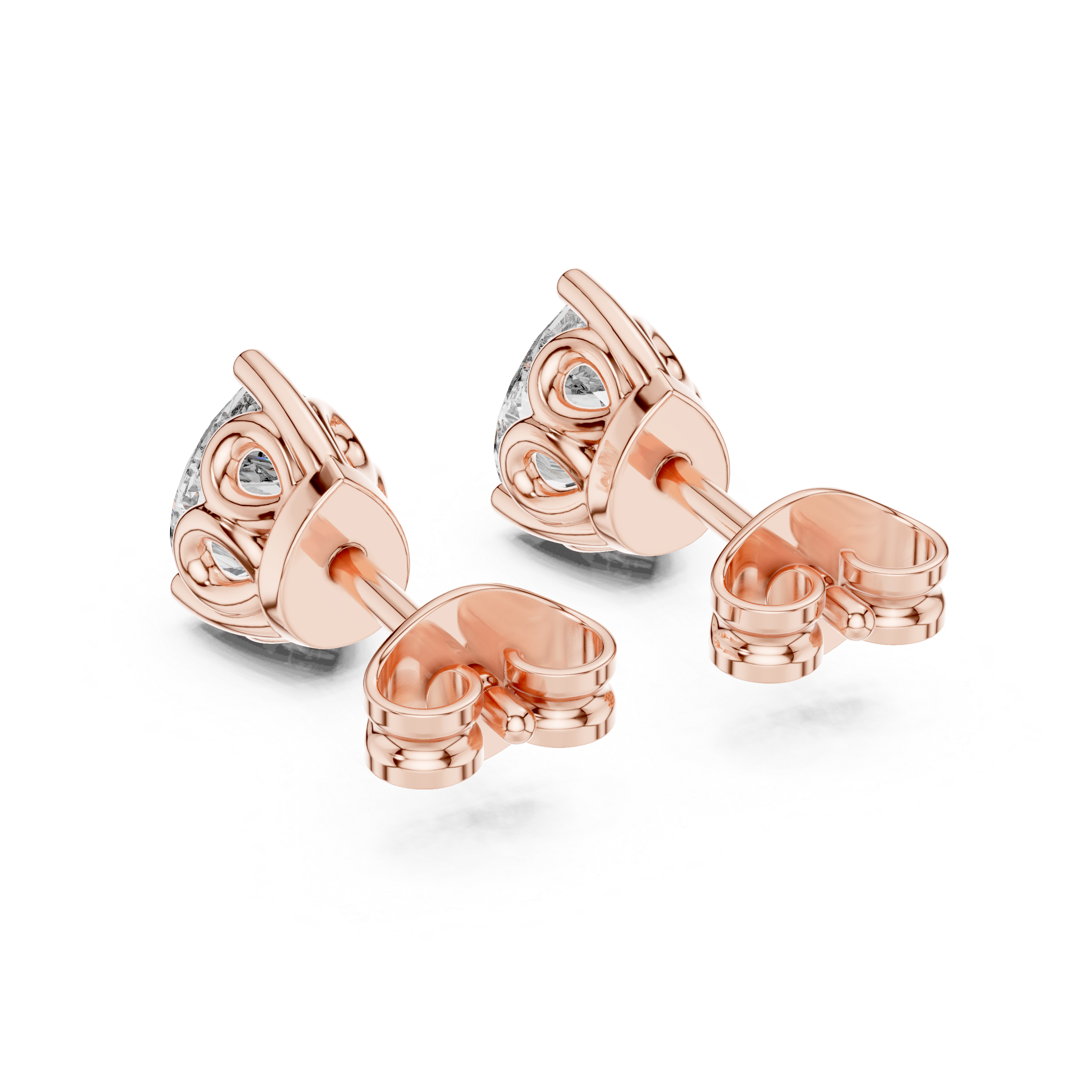 The Tignes Earrings - Pear Cut Solitaire Studs in Tulip Setting