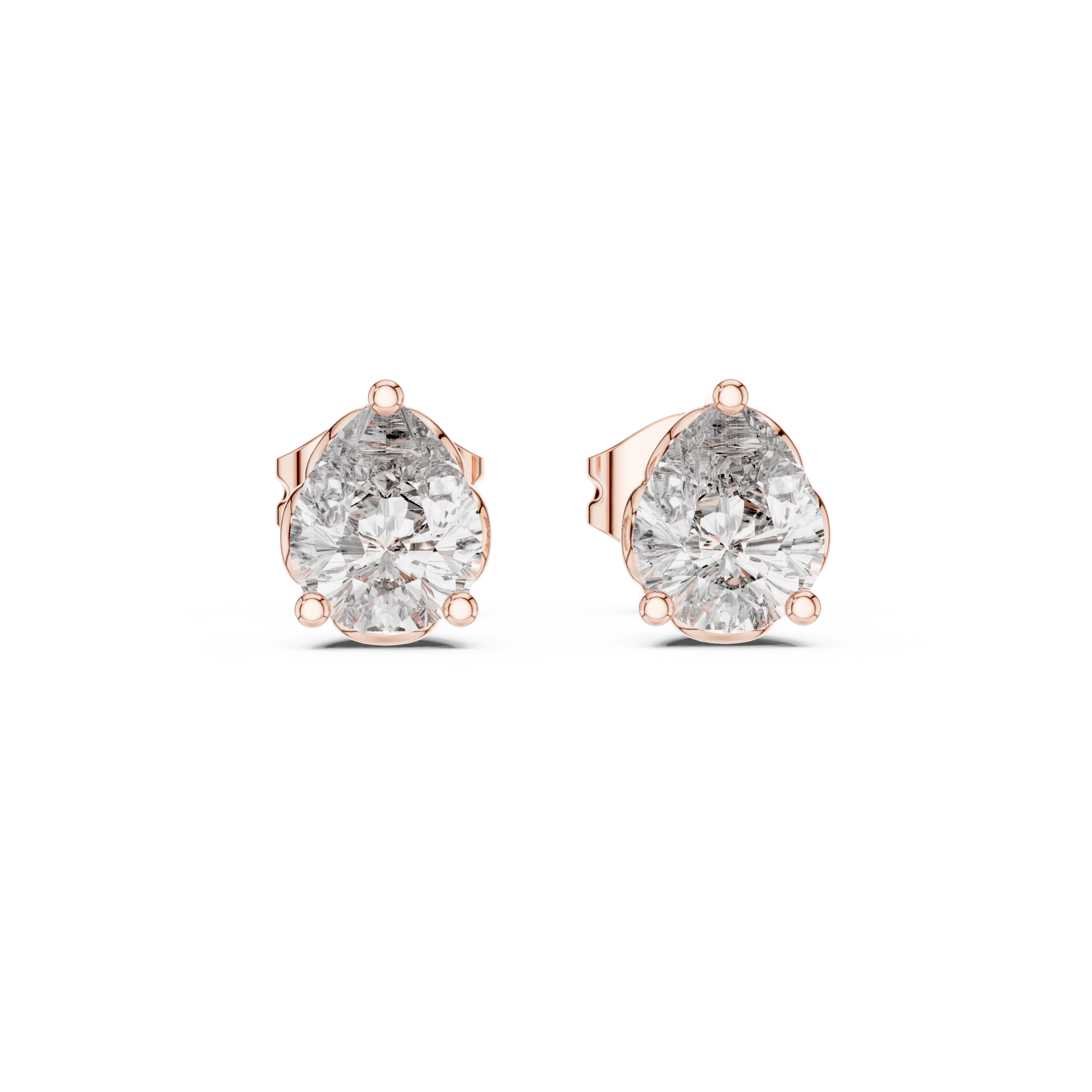 The Tignes Earrings - Pear Cut Solitaire Studs in Tulip Setting