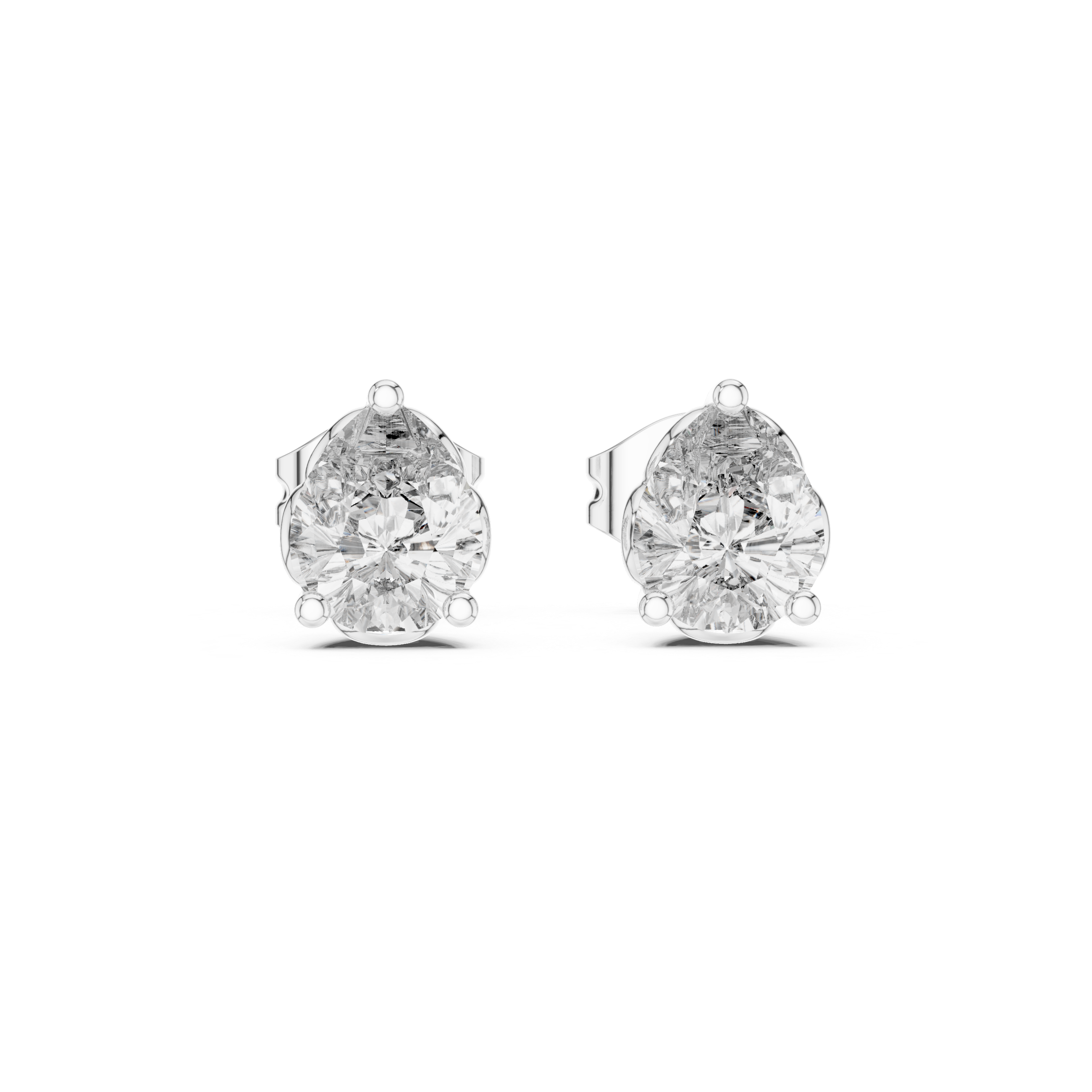 The Tignes Earrings - Pear Cut Solitaire Studs in Tulip Setting