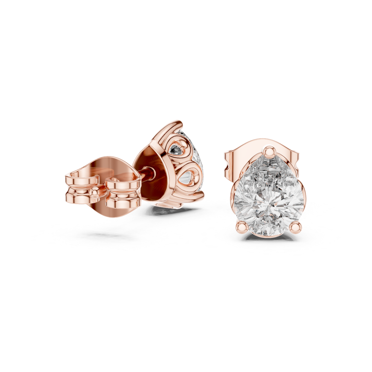 The Tignes Earrings - Pear Cut Solitaire Studs in Tulip Setting