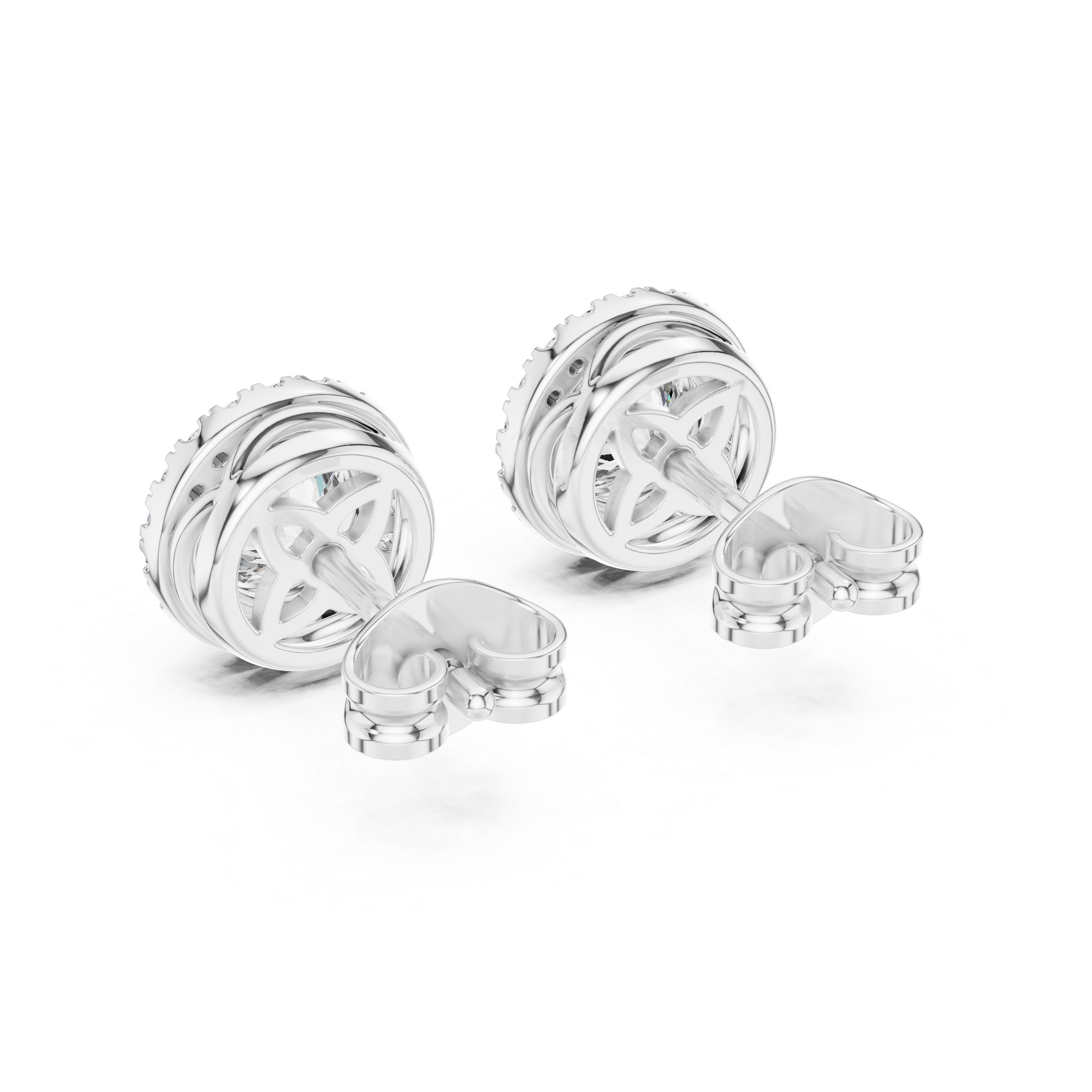 The Grasse Earrings - Bezel Set Round Halo Studs