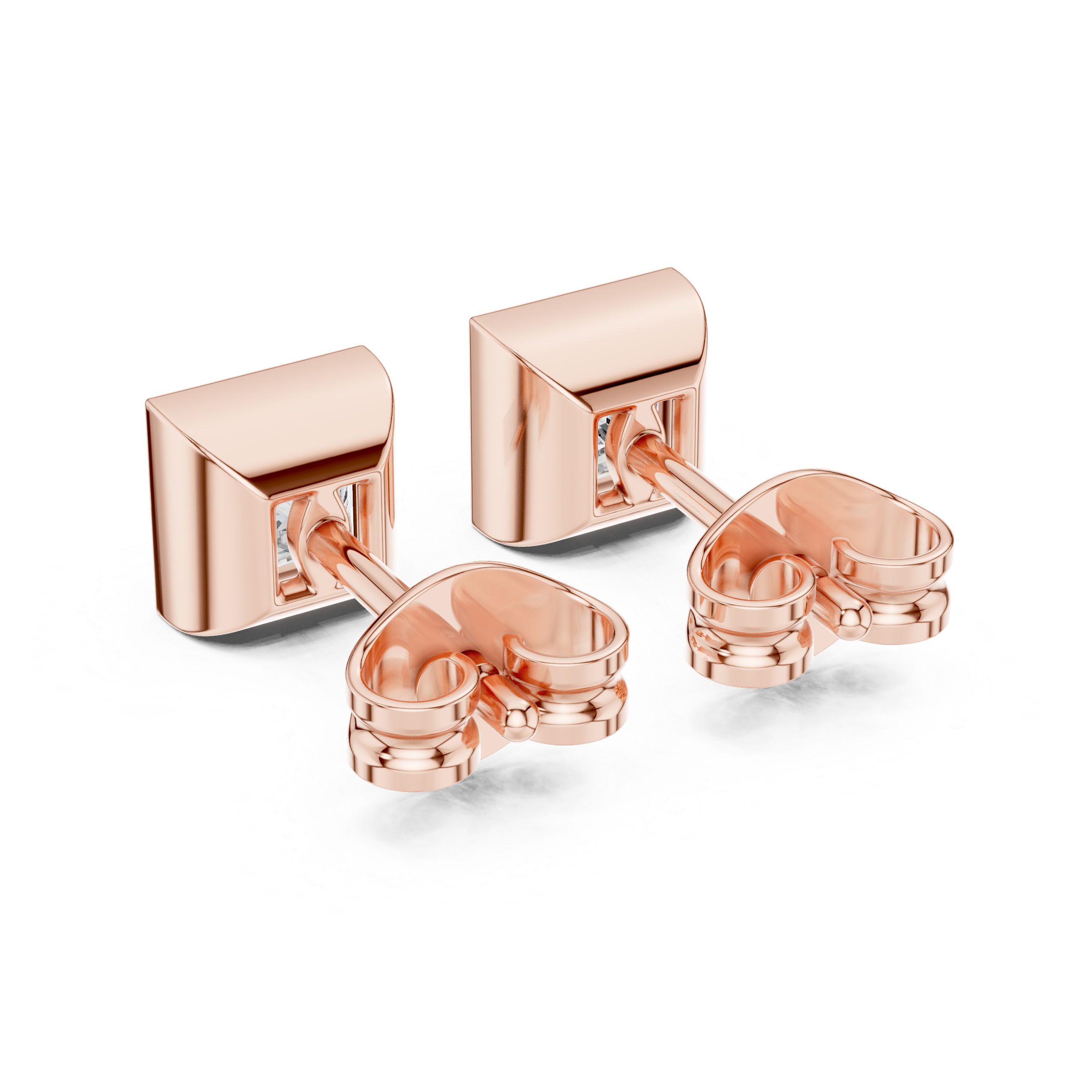 The Gordes Earrings - Bezel Set Princess Cut Diamond Studs