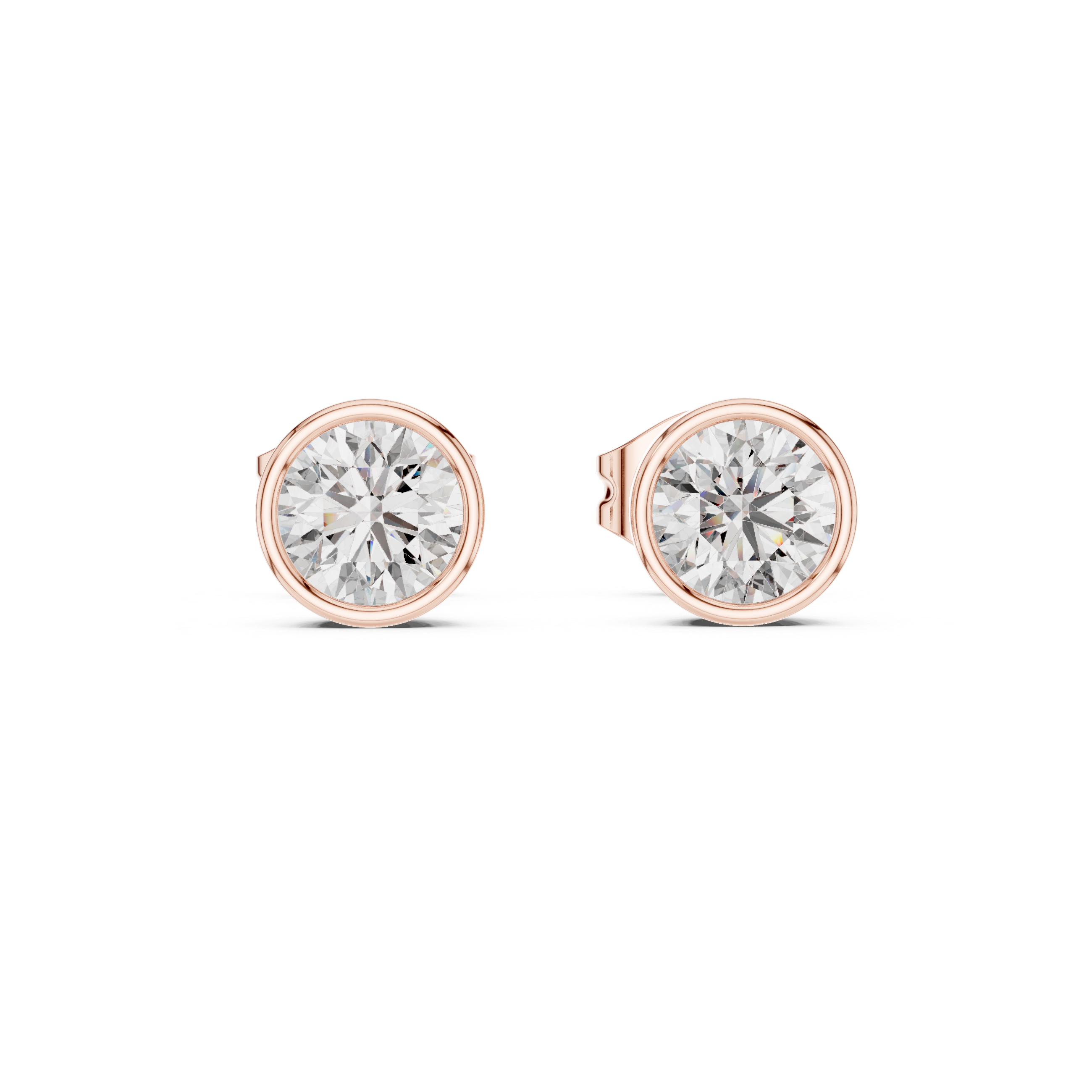 The Roussillon Earrings - Minimalist Bezel Set Round Solitaire Studs