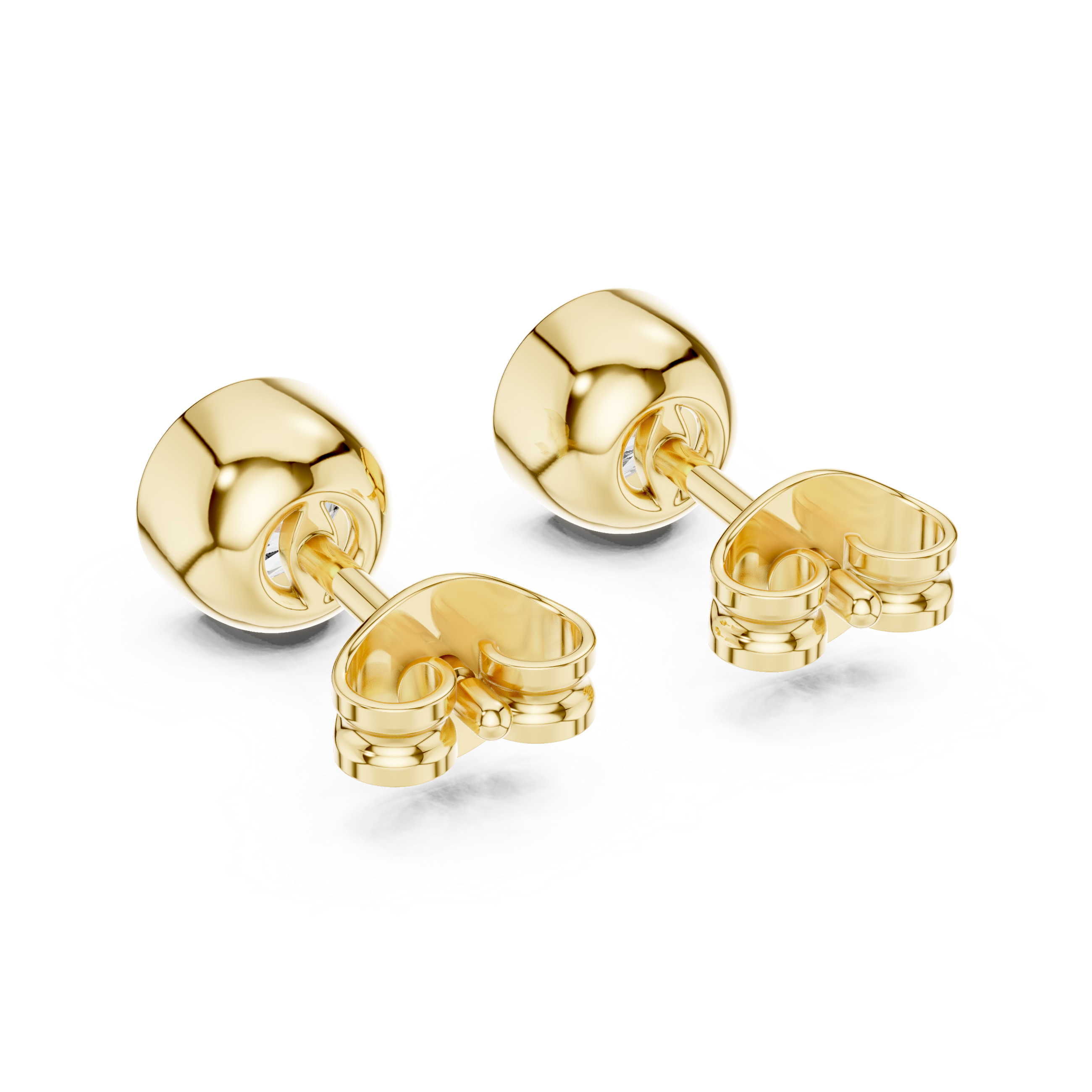 The Roussillon Earrings - Minimalist Bezel Set Round Solitaire Studs