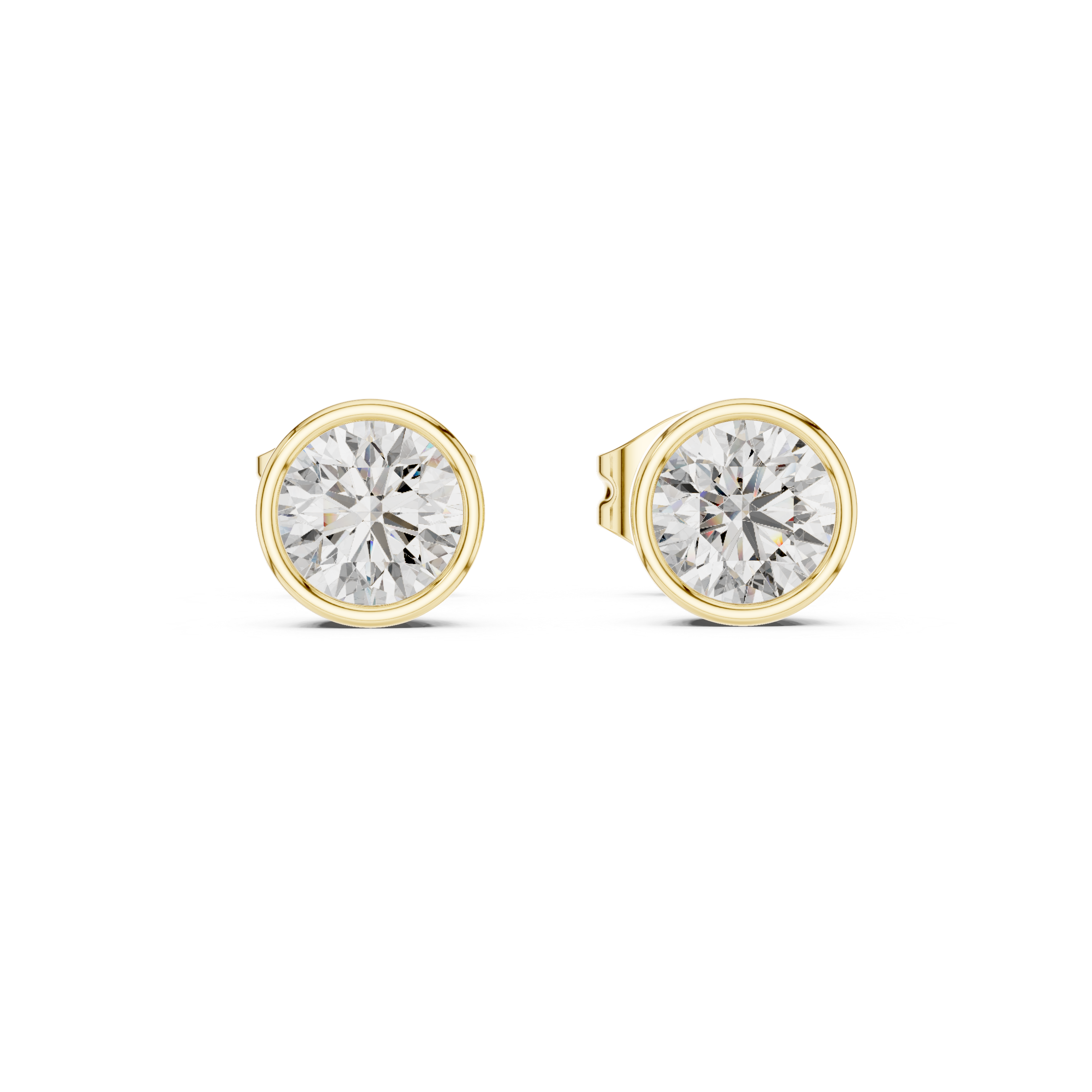 The Roussillon Earrings - Minimalist Bezel Set Round Solitaire Studs