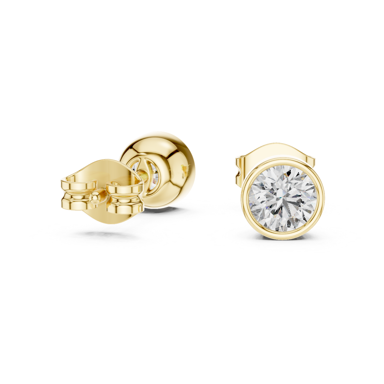The Roussillon Earrings - Minimalist Bezel Set Round Solitaire Studs