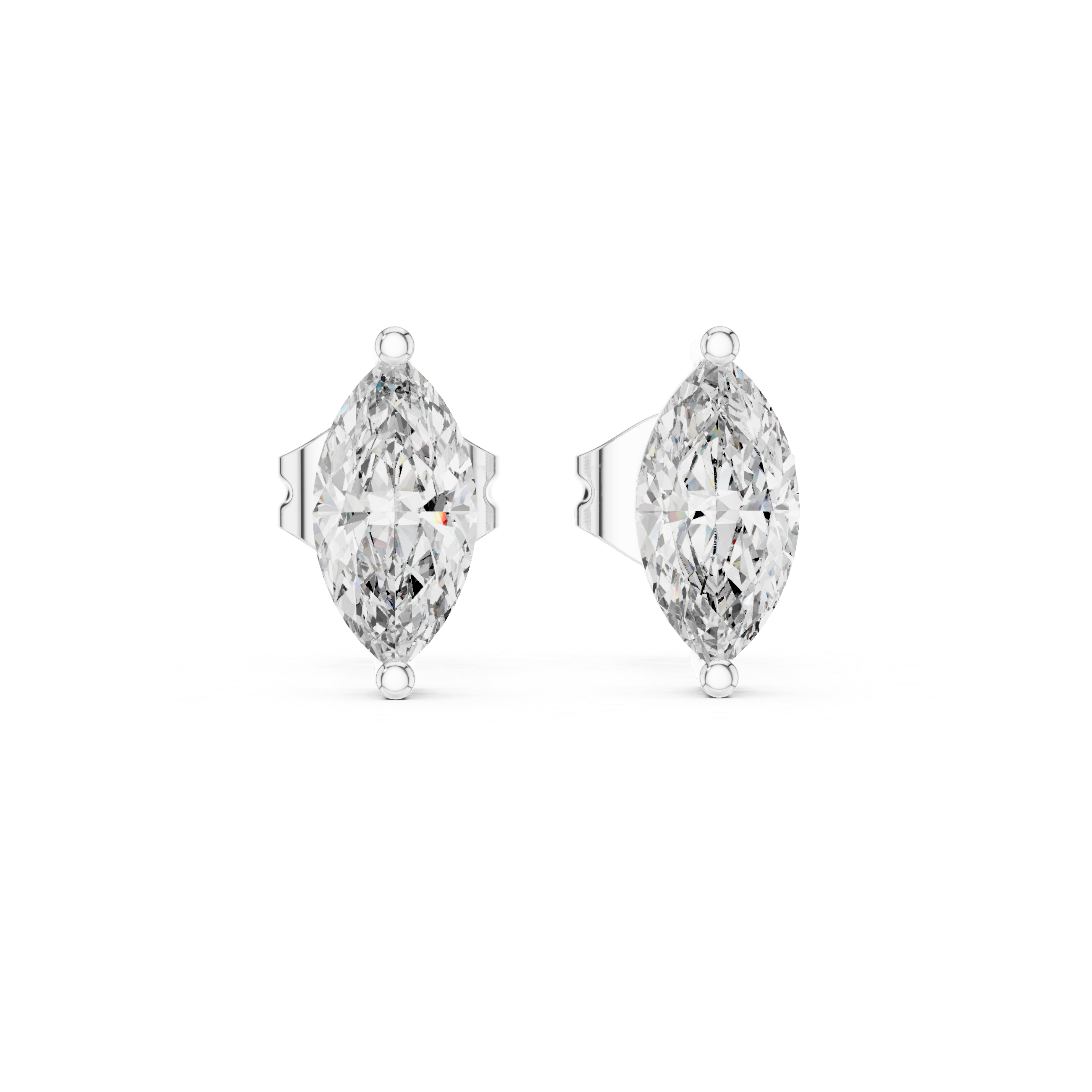 The Morzine Earrings - Marquise Cut Solitaire Studs in Minimalist Setting