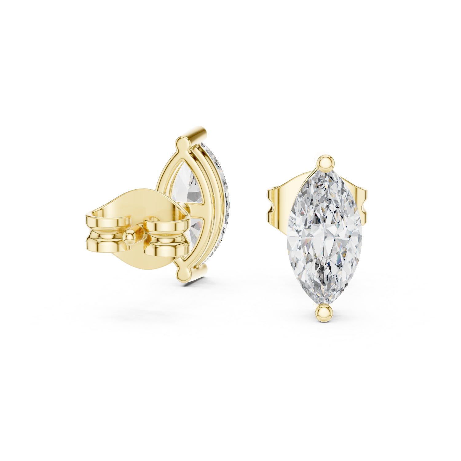 The Morzine Earrings - Marquise Cut Solitaire Studs in Minimalist Setting