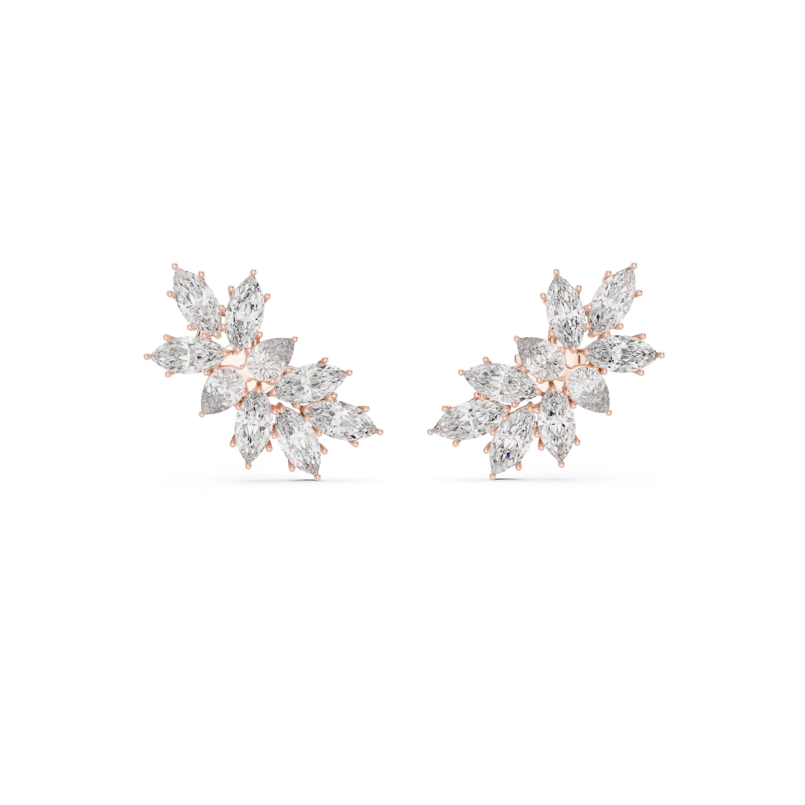 The Seignosse Earrings - Marquise & Pear Diamond Wing Cluster Studs