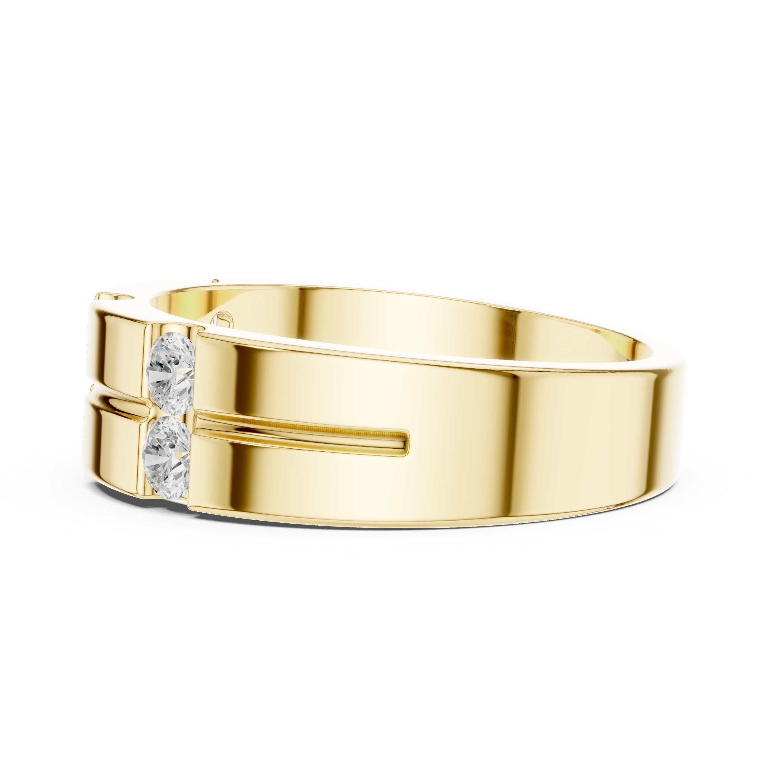 Gold bracelet with diamond accents on a white background