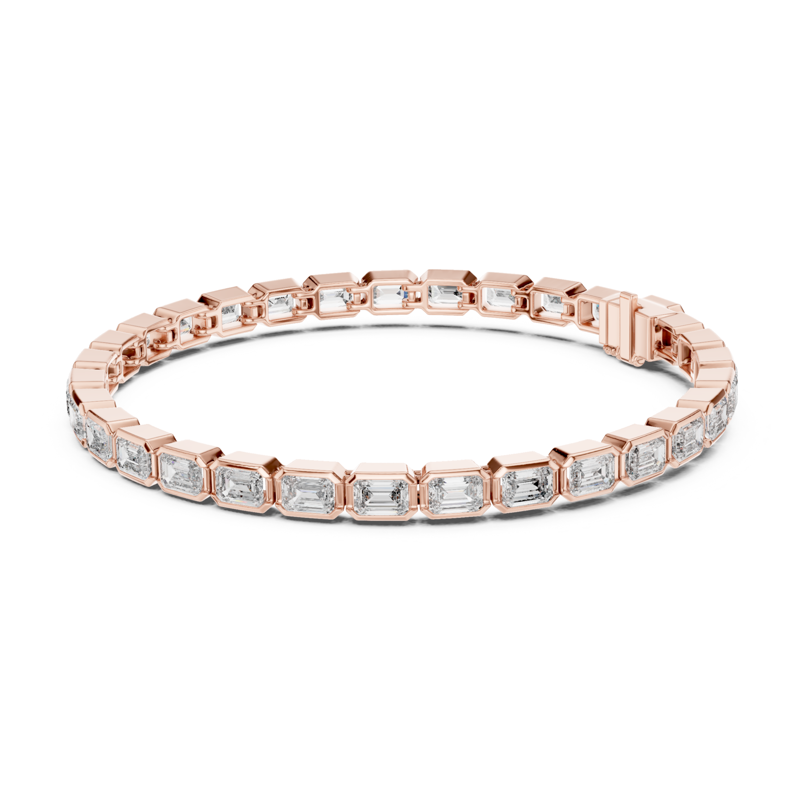 The Voorschoten Bracelet - East-West Bezel Set Emerald Cut Diamond Tennis Bracelet