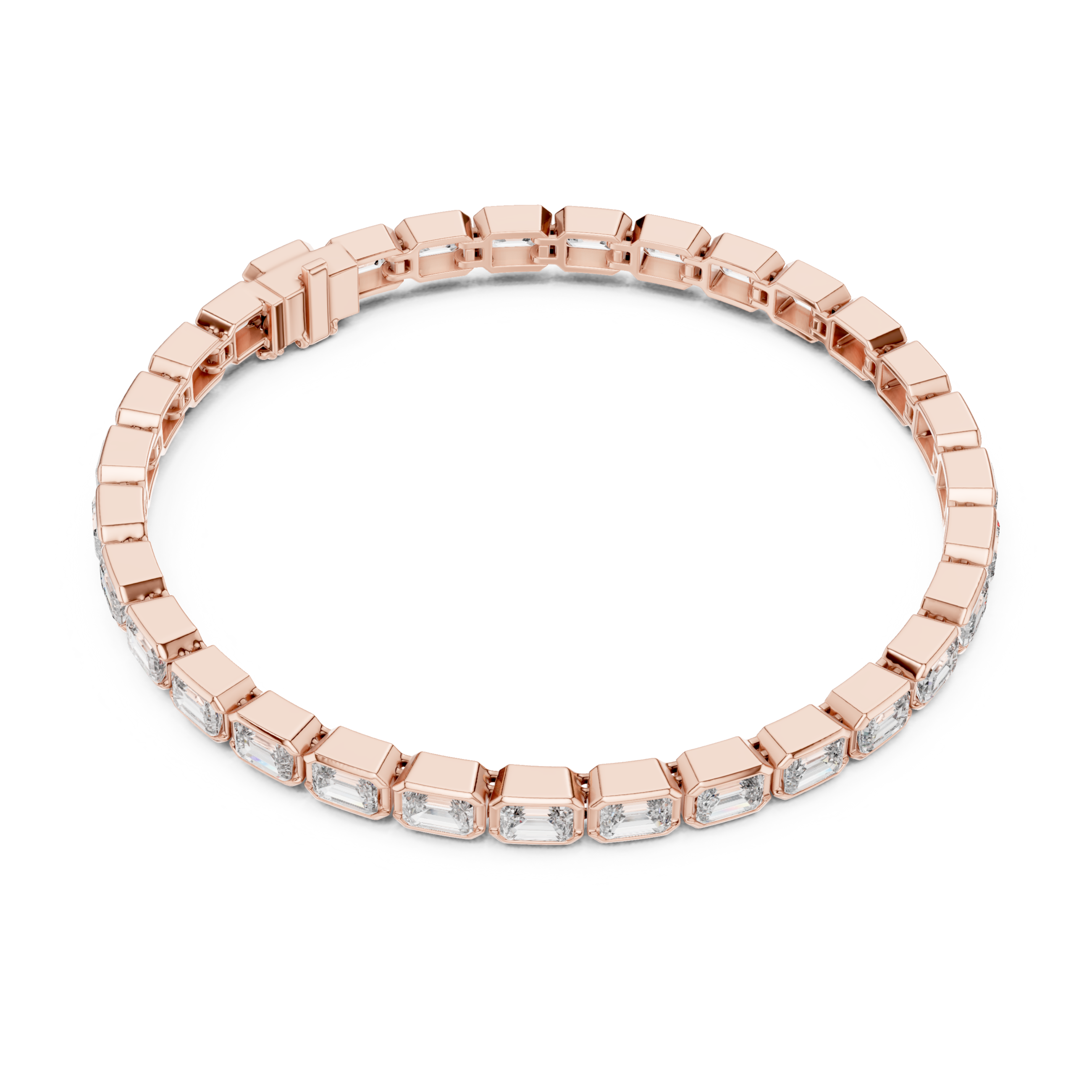 The Voorschoten Bracelet - East-West Bezel Set Emerald Cut Diamond Tennis Bracelet