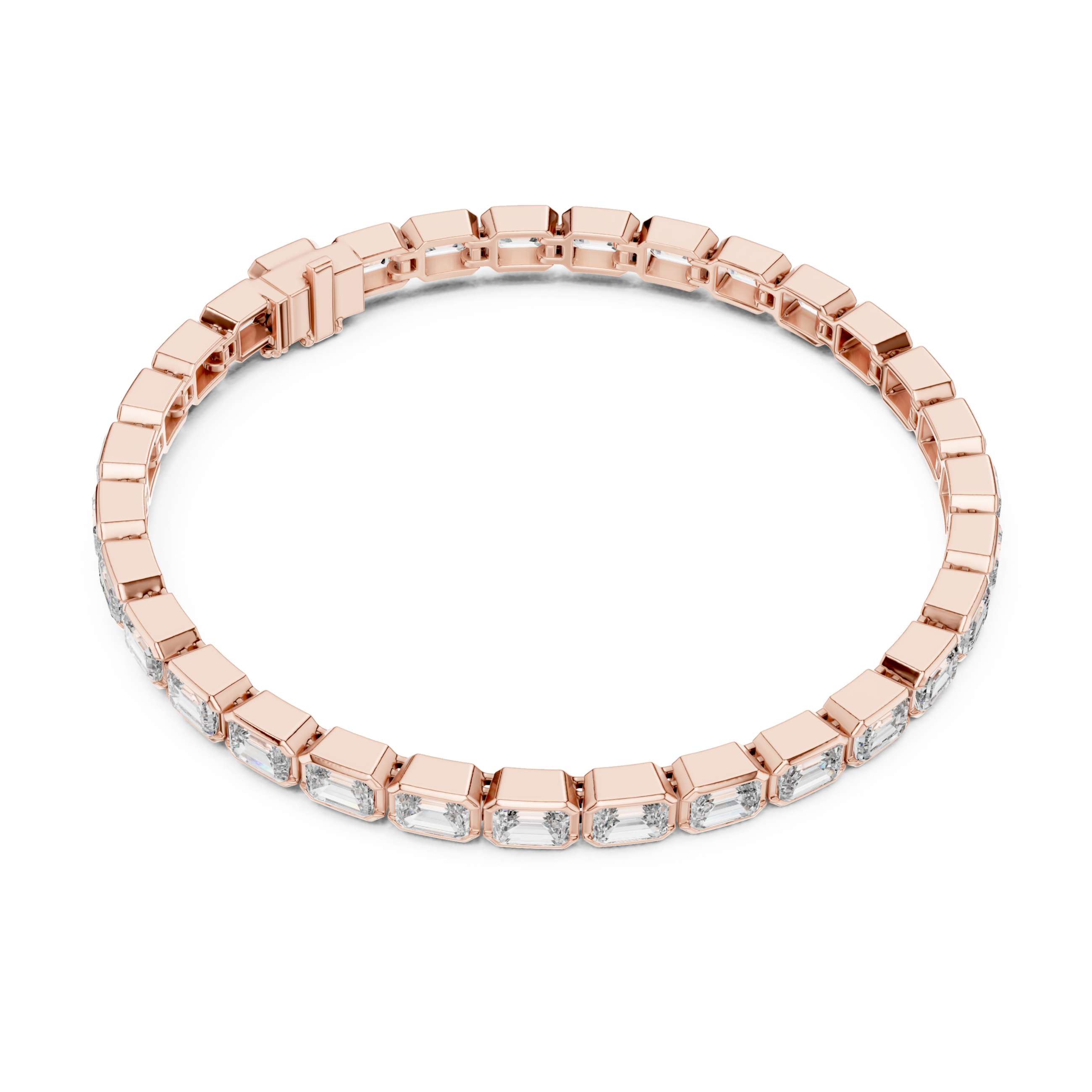 The Norwich Bracelet - East-West Bezel Set Emerald Cut Diamond Tennis Bracelet