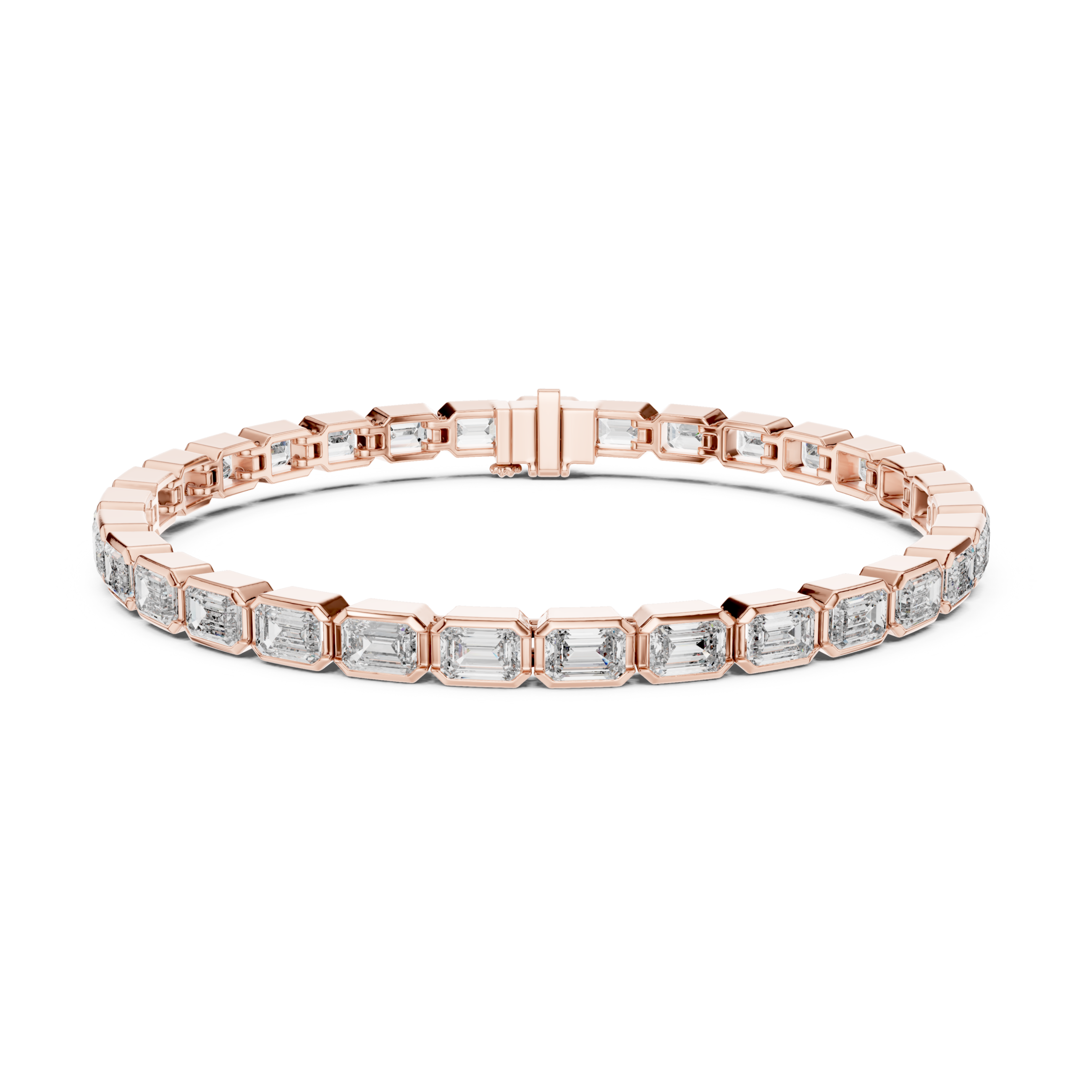 The Norwich Bracelet - East-West Bezel Set Emerald Cut Diamond Tennis Bracelet