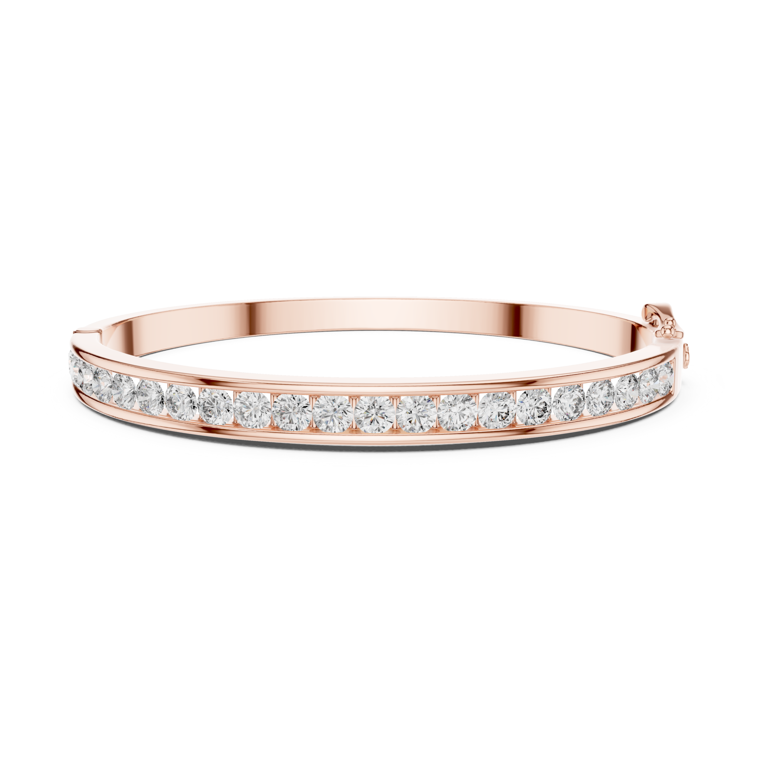 The Jersey City Bangle - Channel Set Round Diamond Hinged Bangle