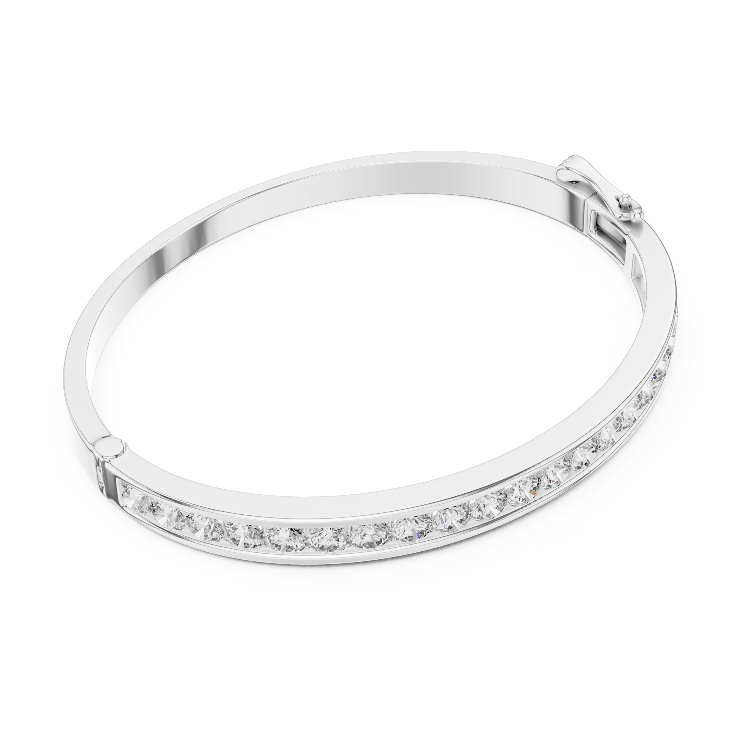 The Jersey City Bangle - Channel Set Round Diamond Hinged Bangle