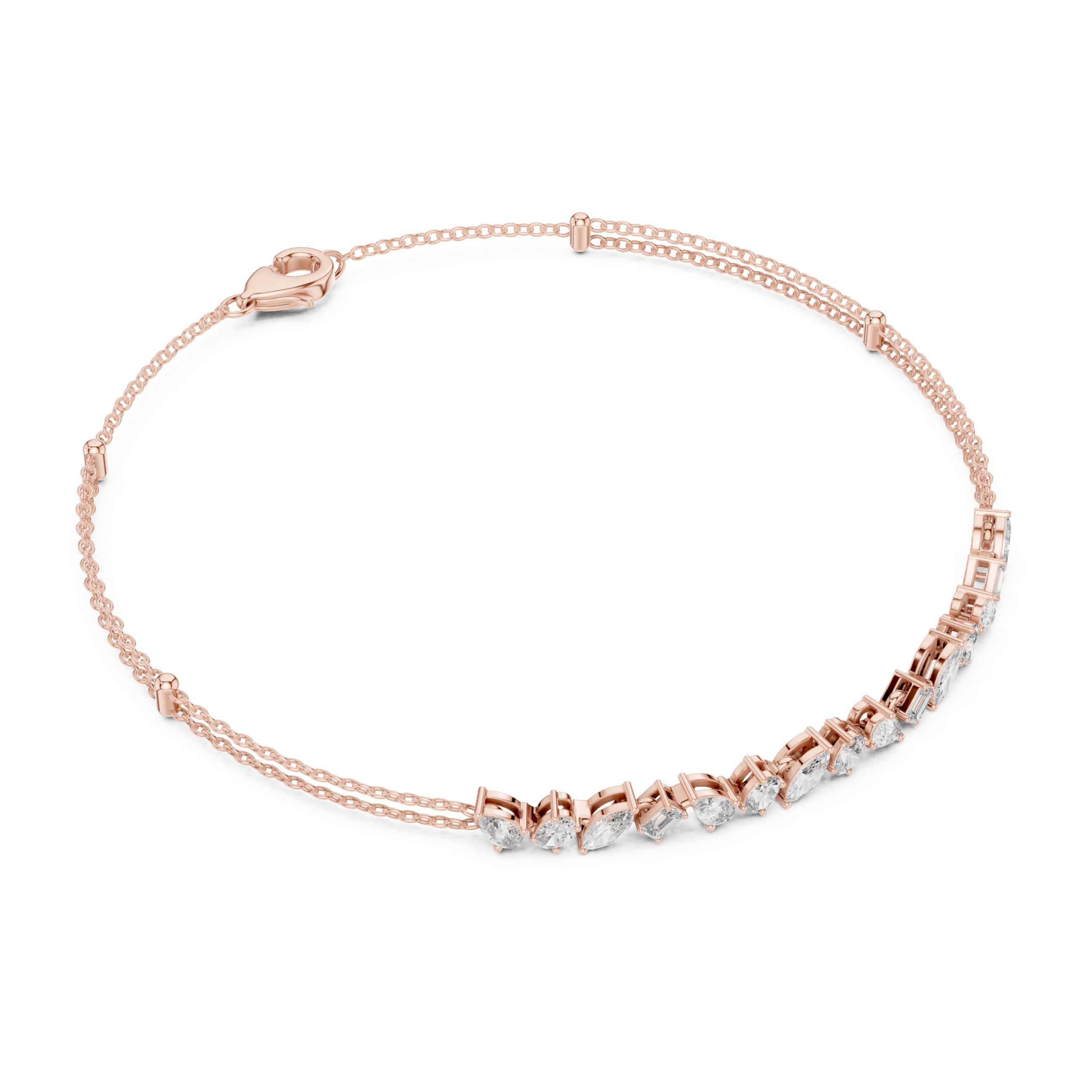 The Naarden Bracelet - Mixed Shape Diamond Bar Station Bracelet
