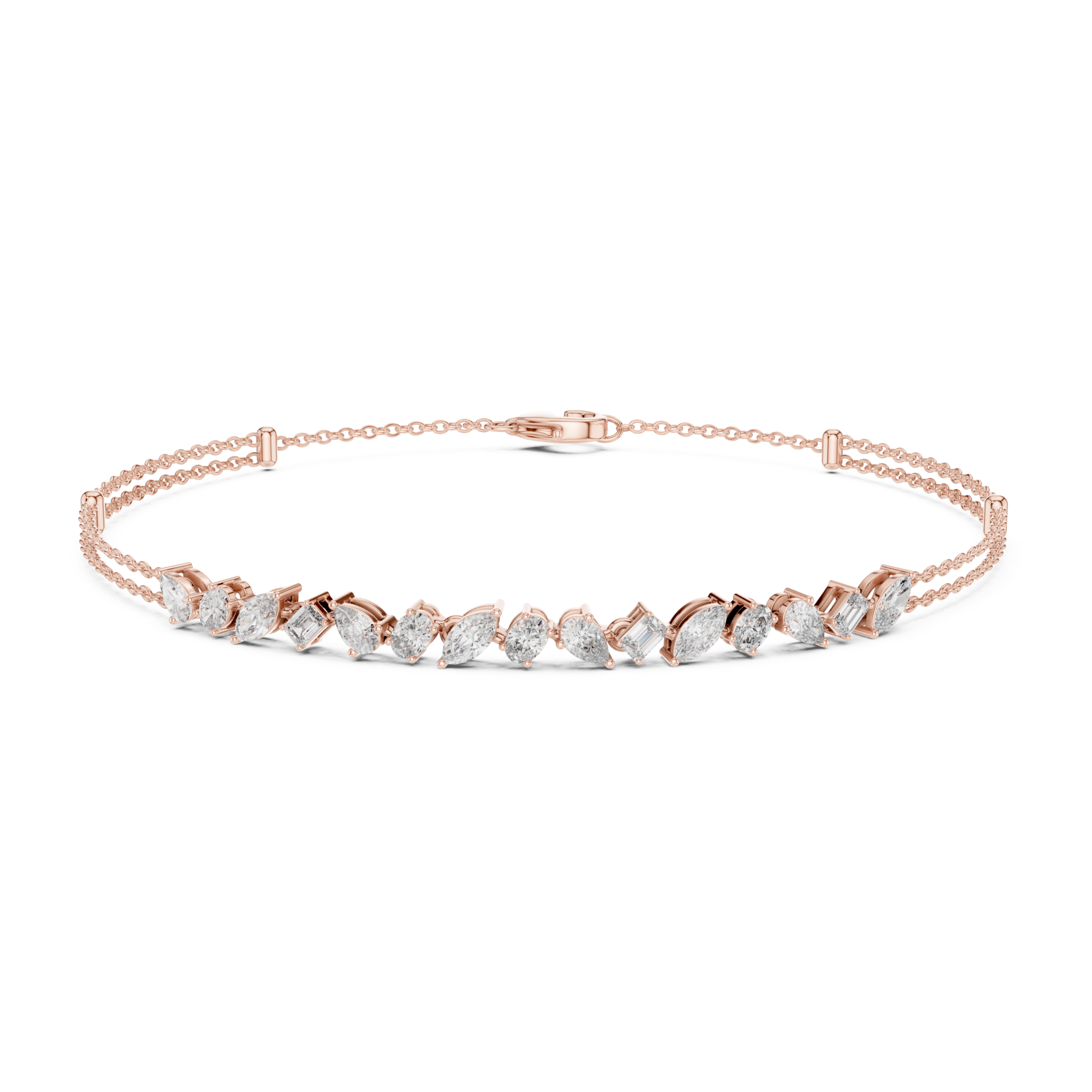 The Naarden Bracelet - Mixed Shape Diamond Bar Station Bracelet
